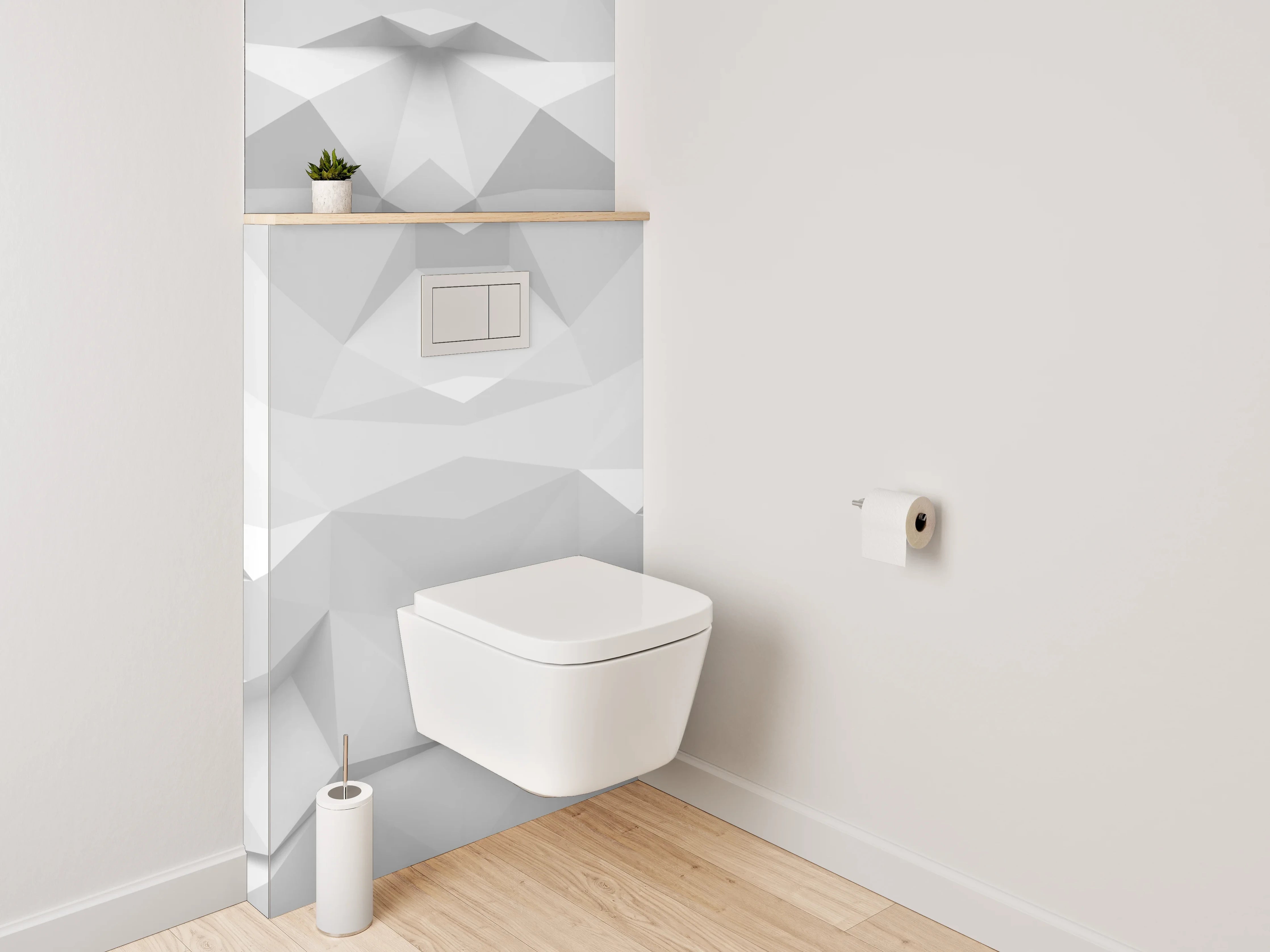 WC-Rückwand - Weiße polygonale 3D-Musterstruktur