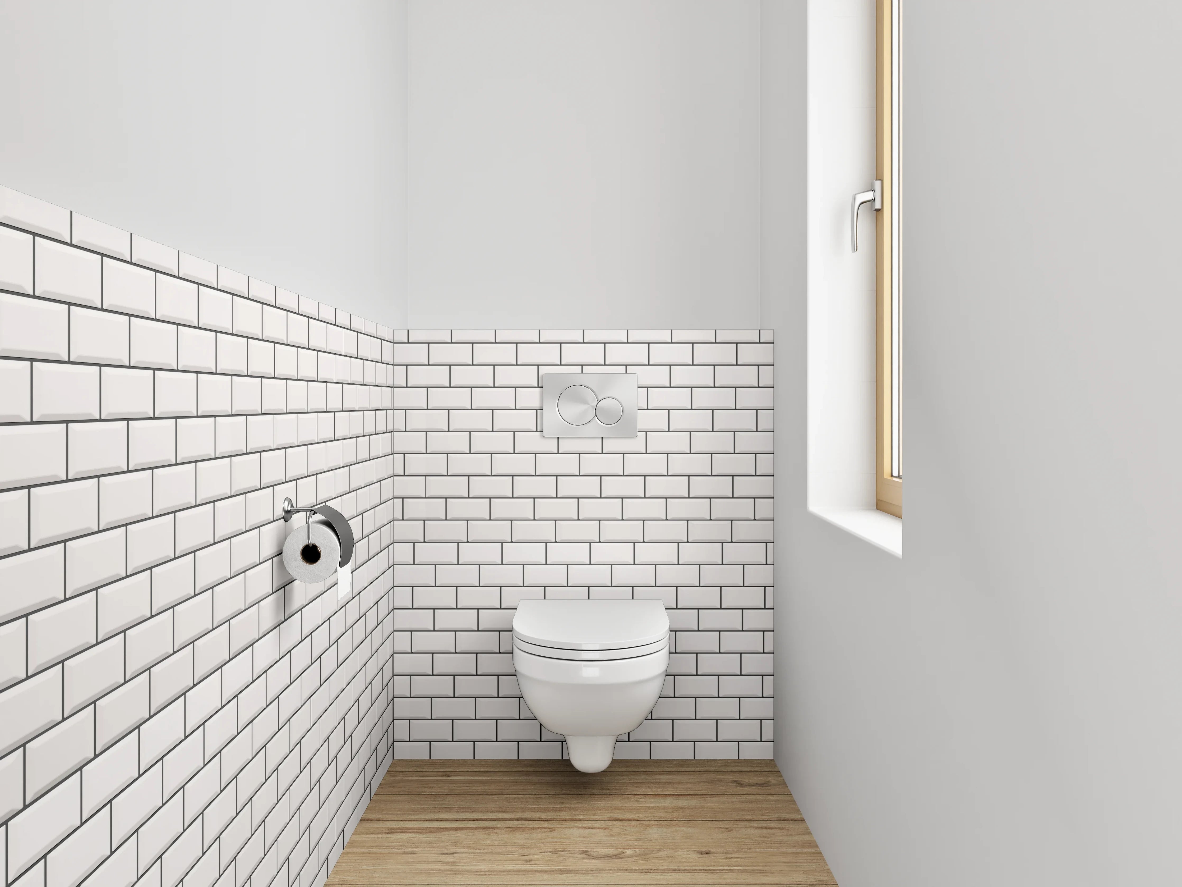 WC-Rückwand - Weiße schlichte Fliesenstruktur Wanddekor