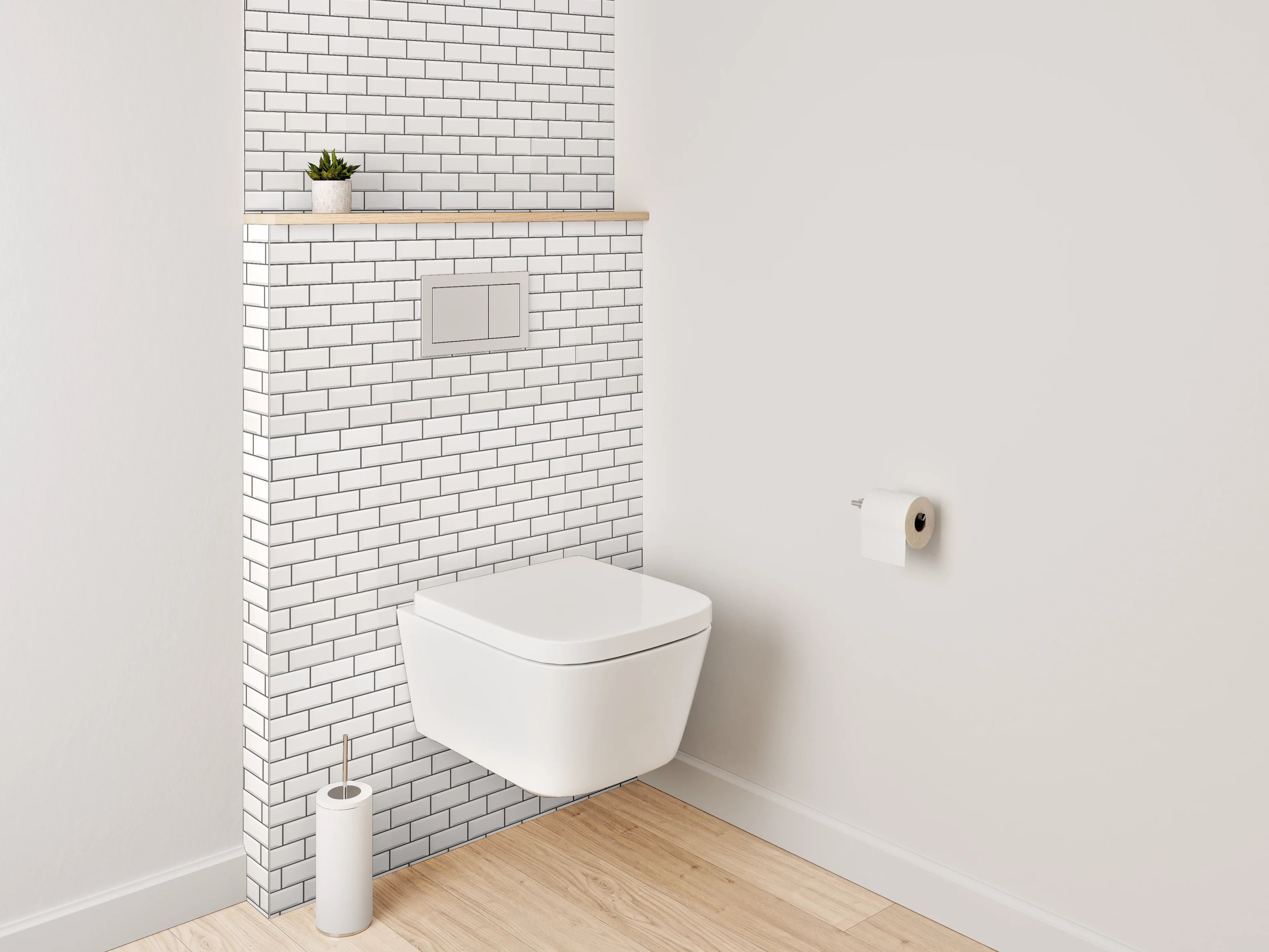 WC-Rückwand - Weiße schlichte Fliesenstruktur Wanddekor