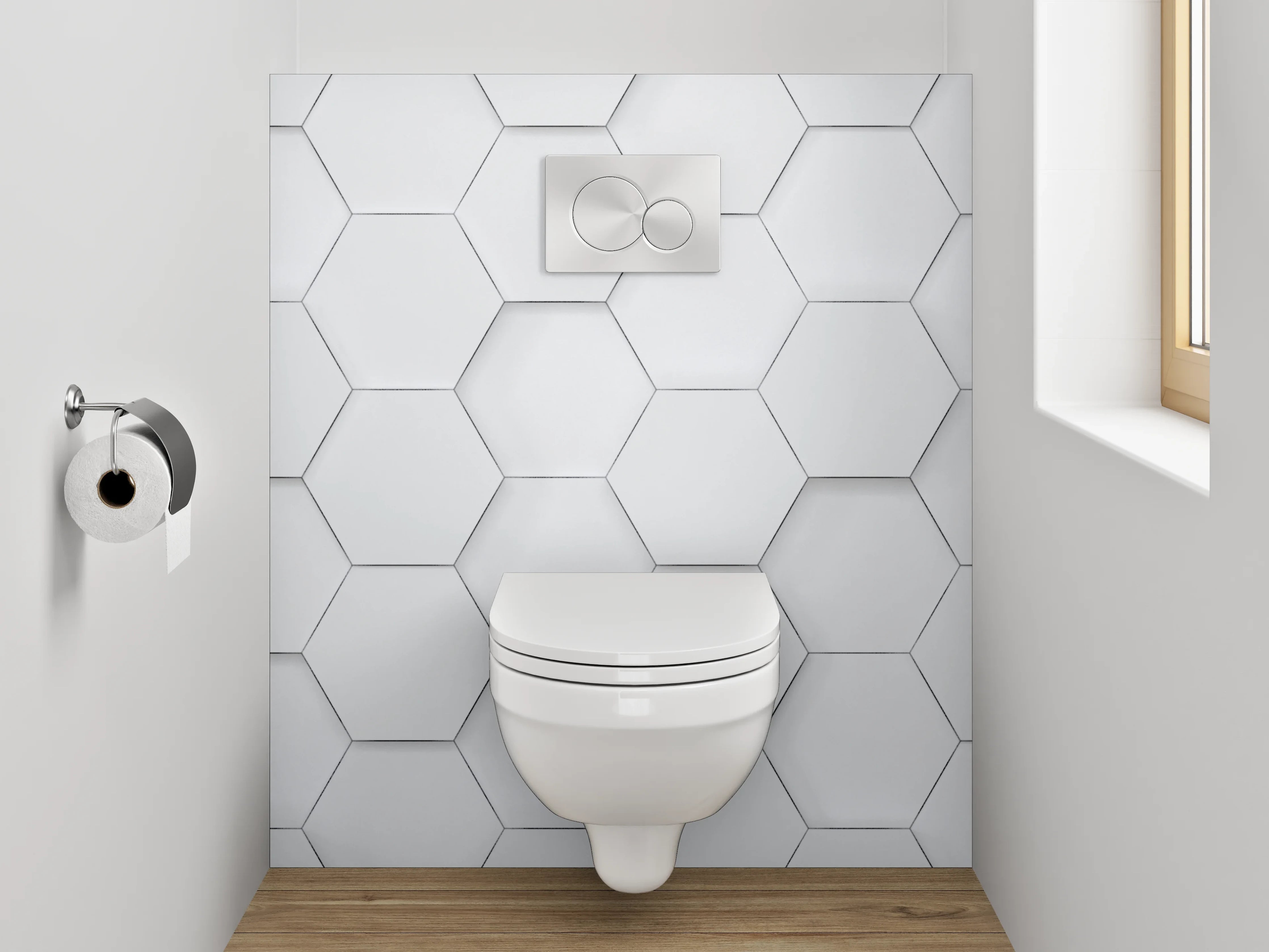 WC-Rückwand - Weiße sechseckige Wabenstruktur Muster