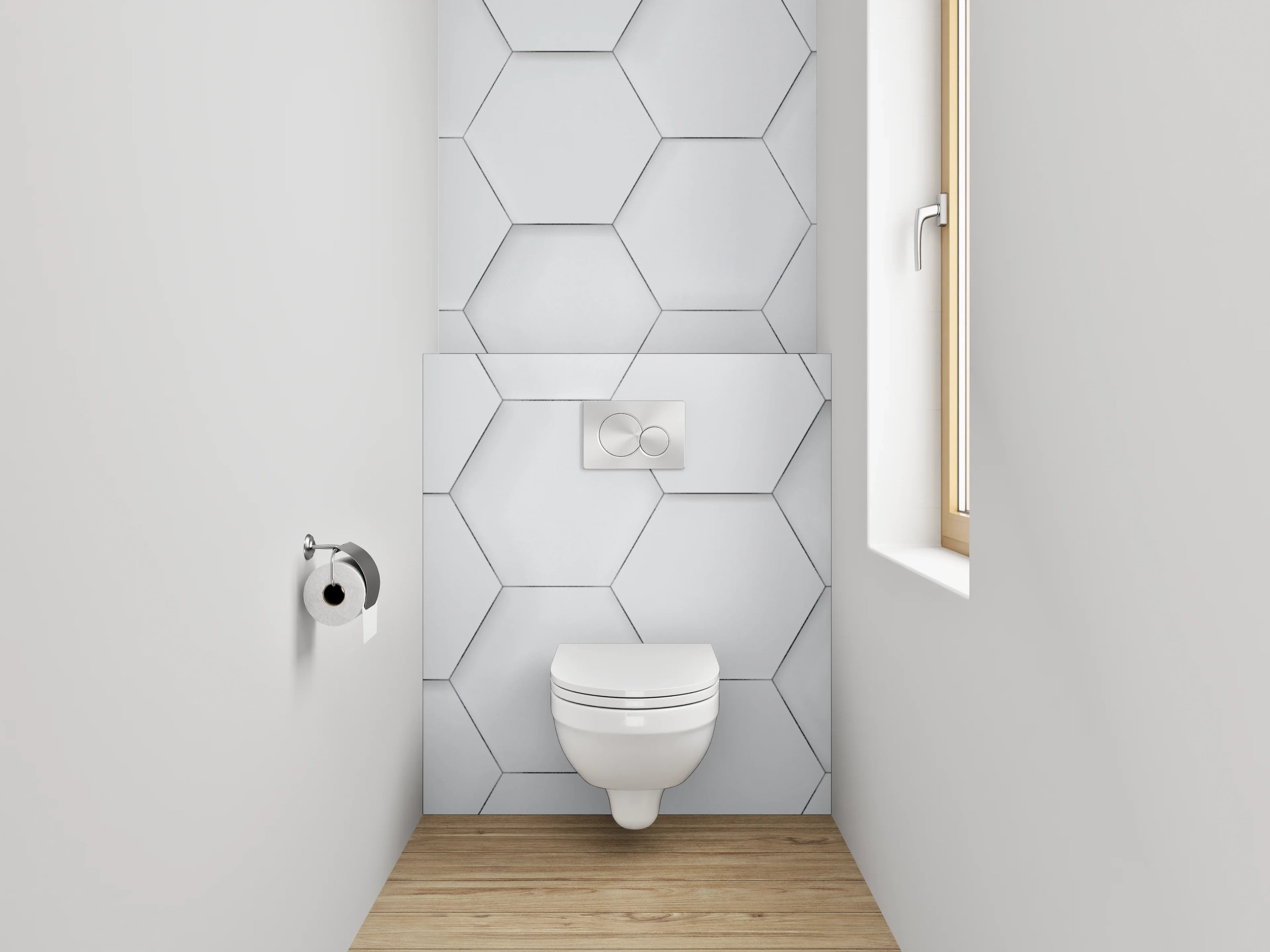 WC-Rückwand - Weiße sechseckige Wabenstruktur Muster