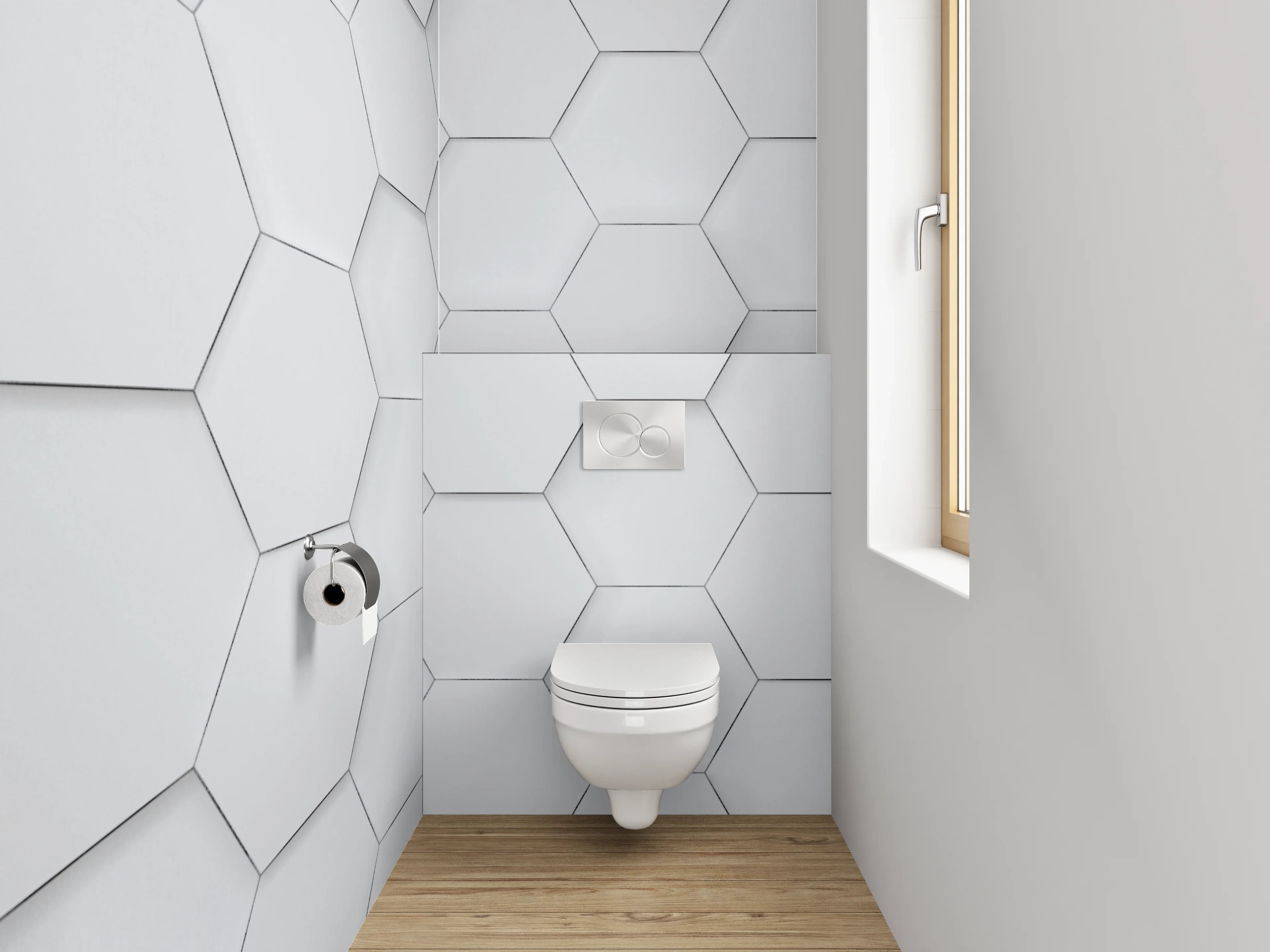 WC-Rückwand - Weiße sechseckige Wabenstruktur Muster