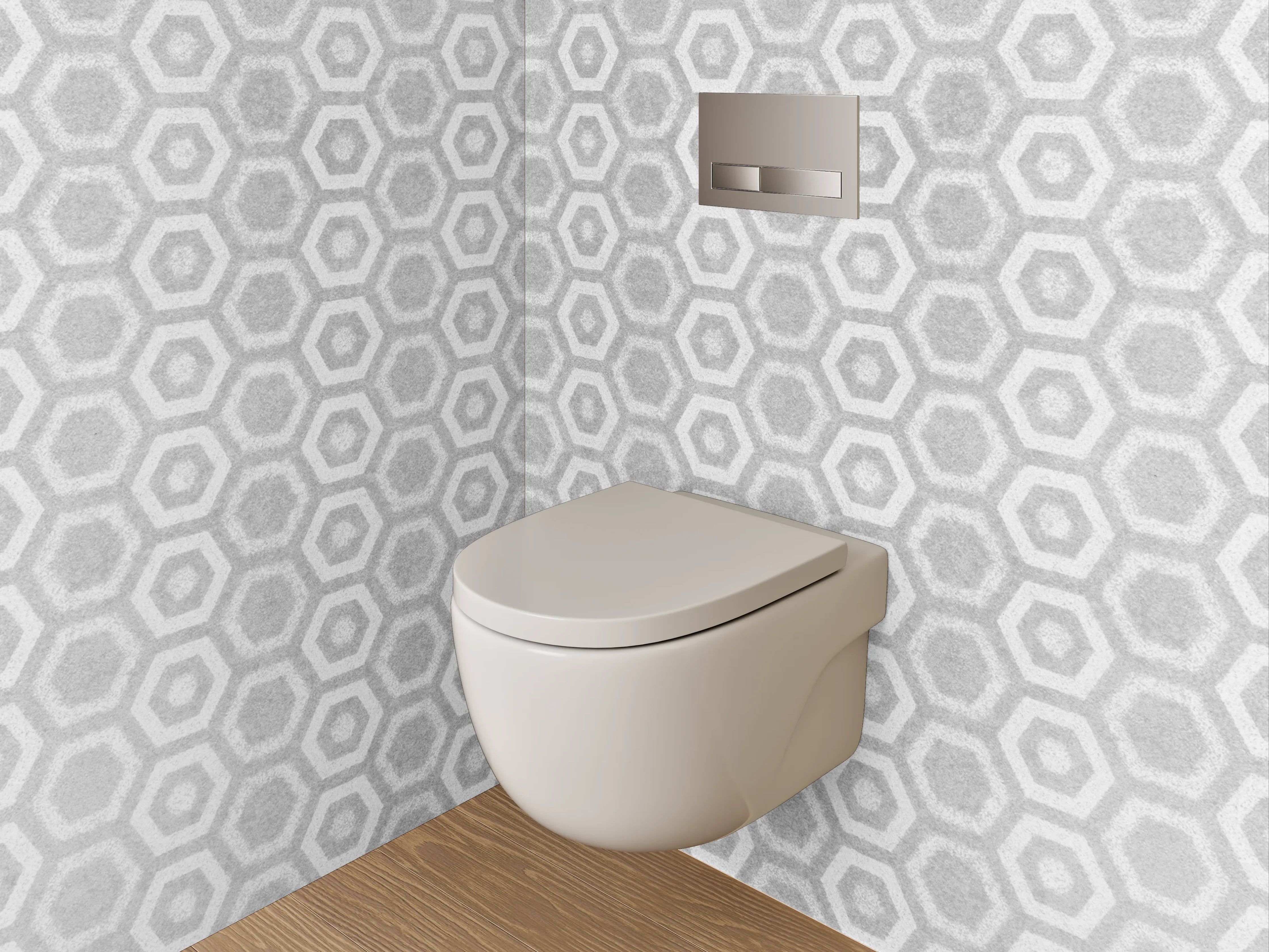 WC-Rückwand - Weiße und Graue Marmor-Textur mit geometrischem Muster