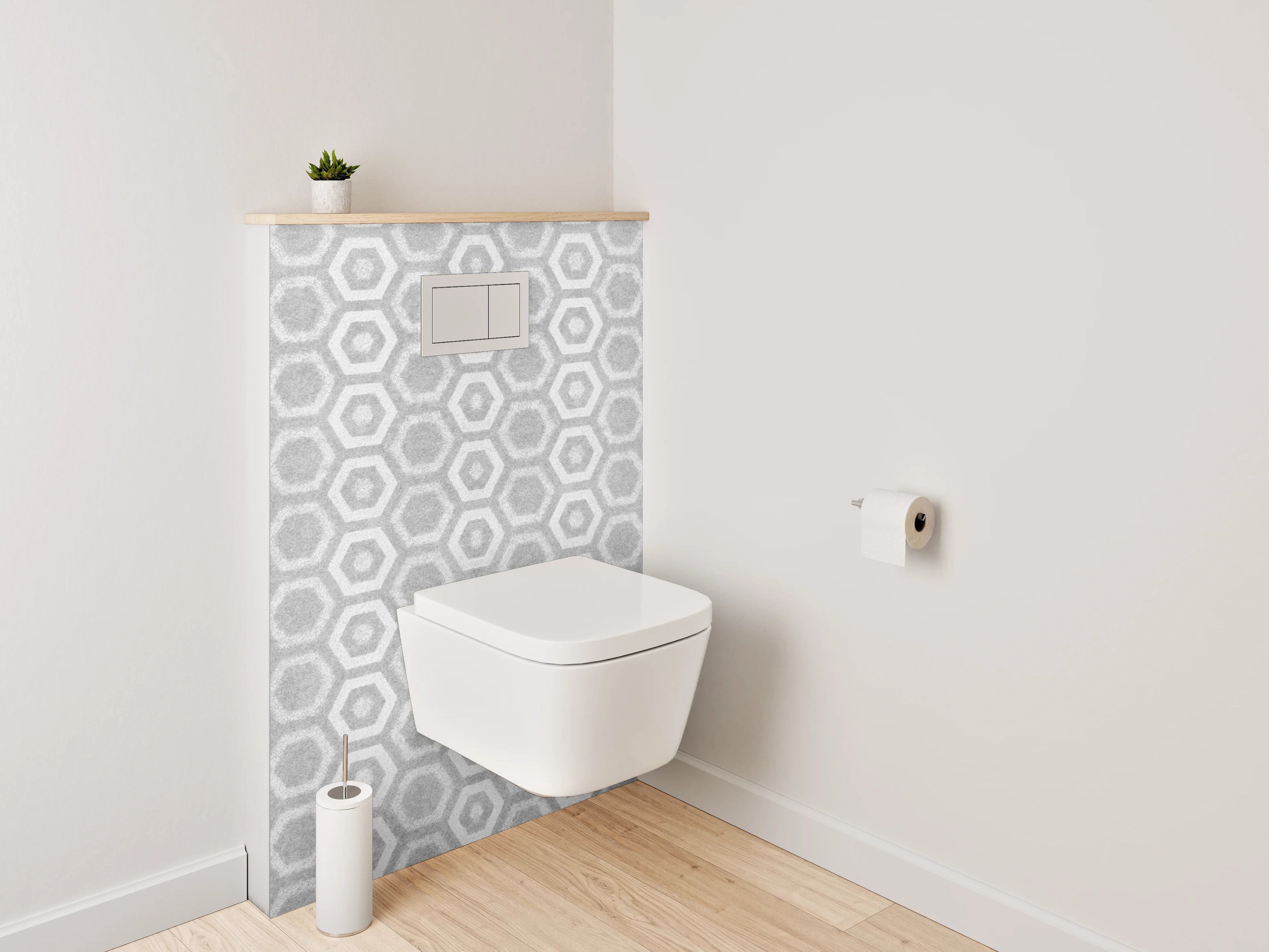 WC-Rückwand - Weiße und Graue Marmor-Textur mit geometrischem Muster