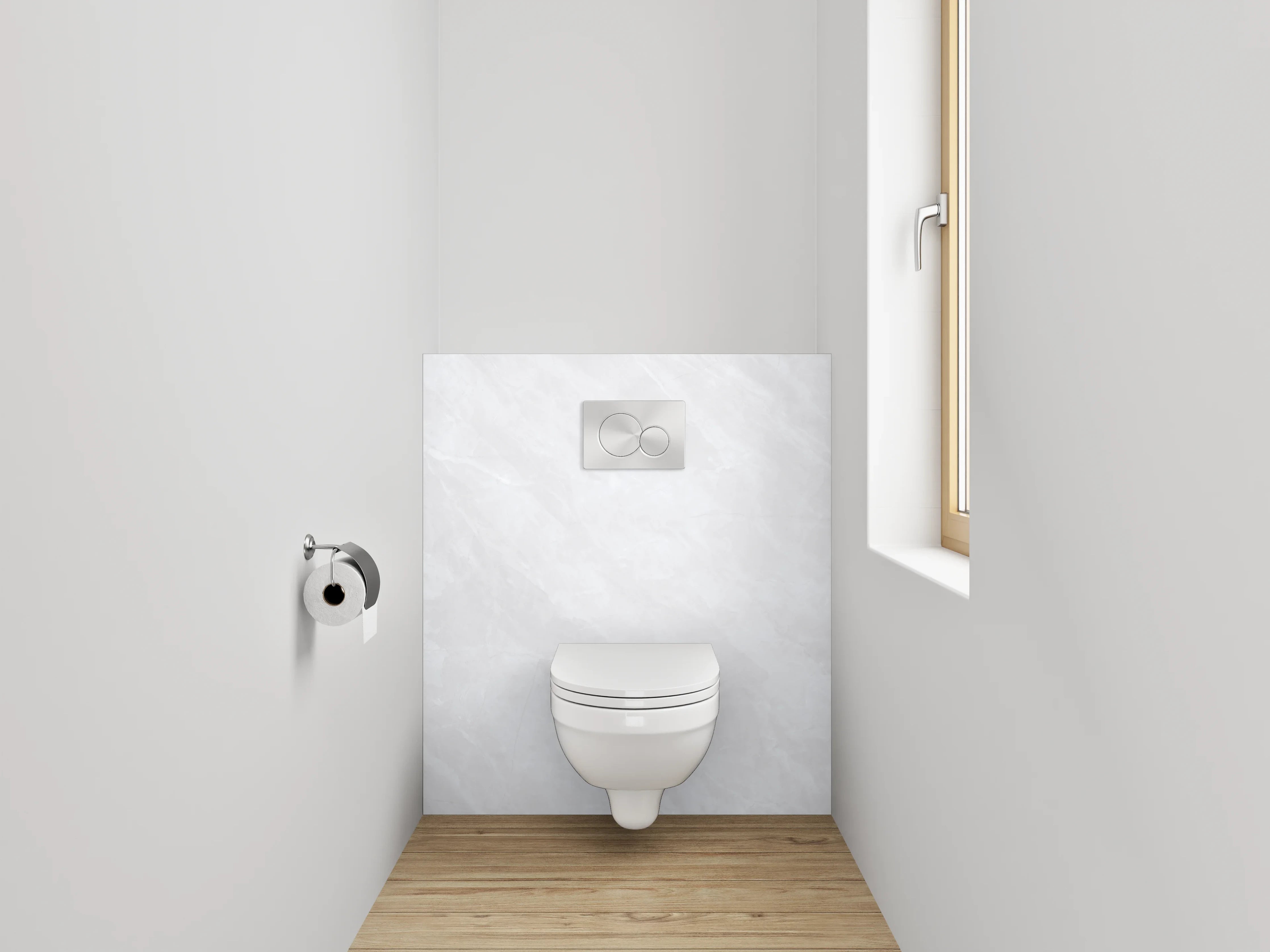 WC-Rückwand - Weißer Marmor-Textur mit grauen Adern