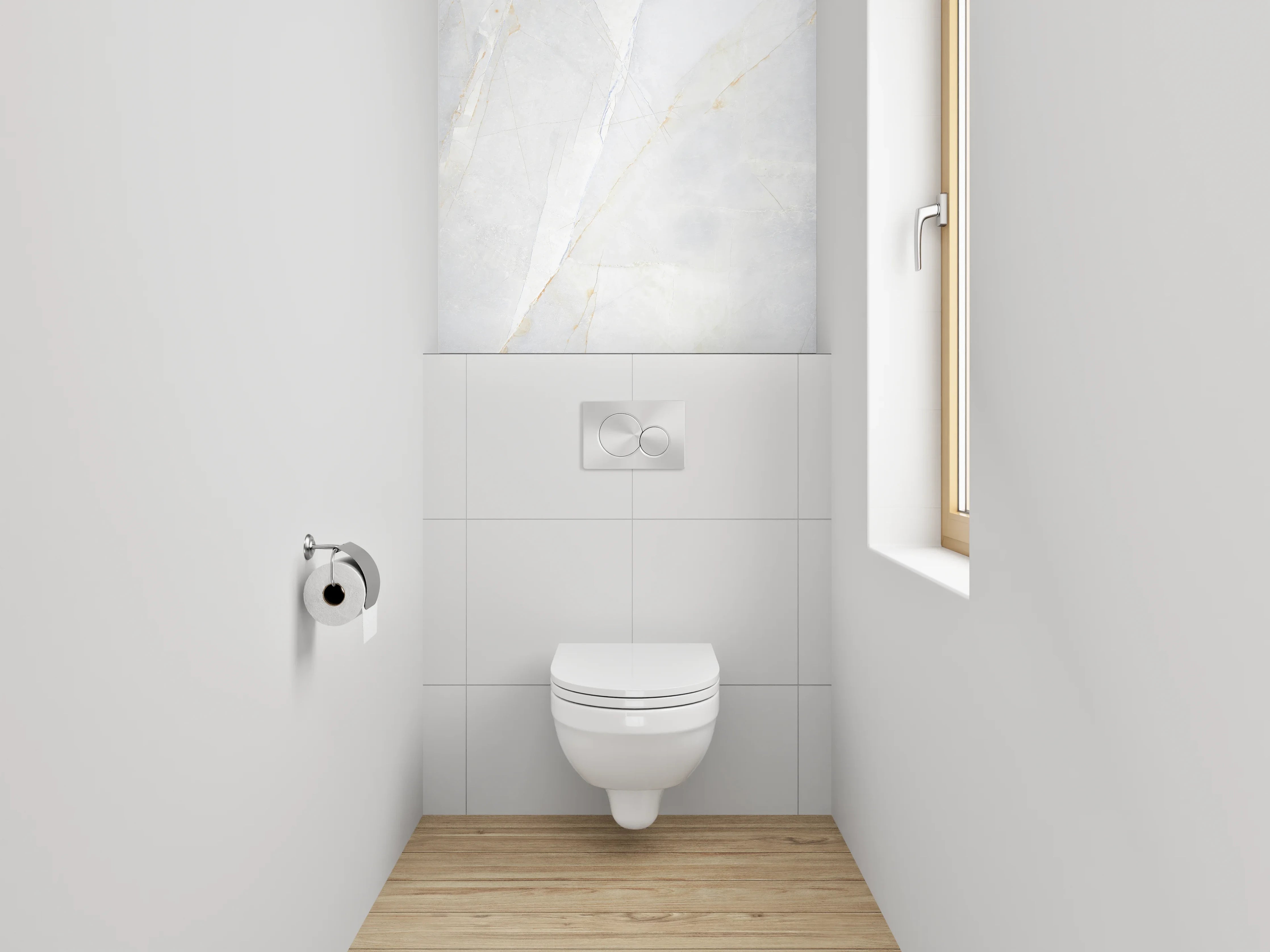 WC-Rückwand - Weißer Marmor mit dezenter Maserung