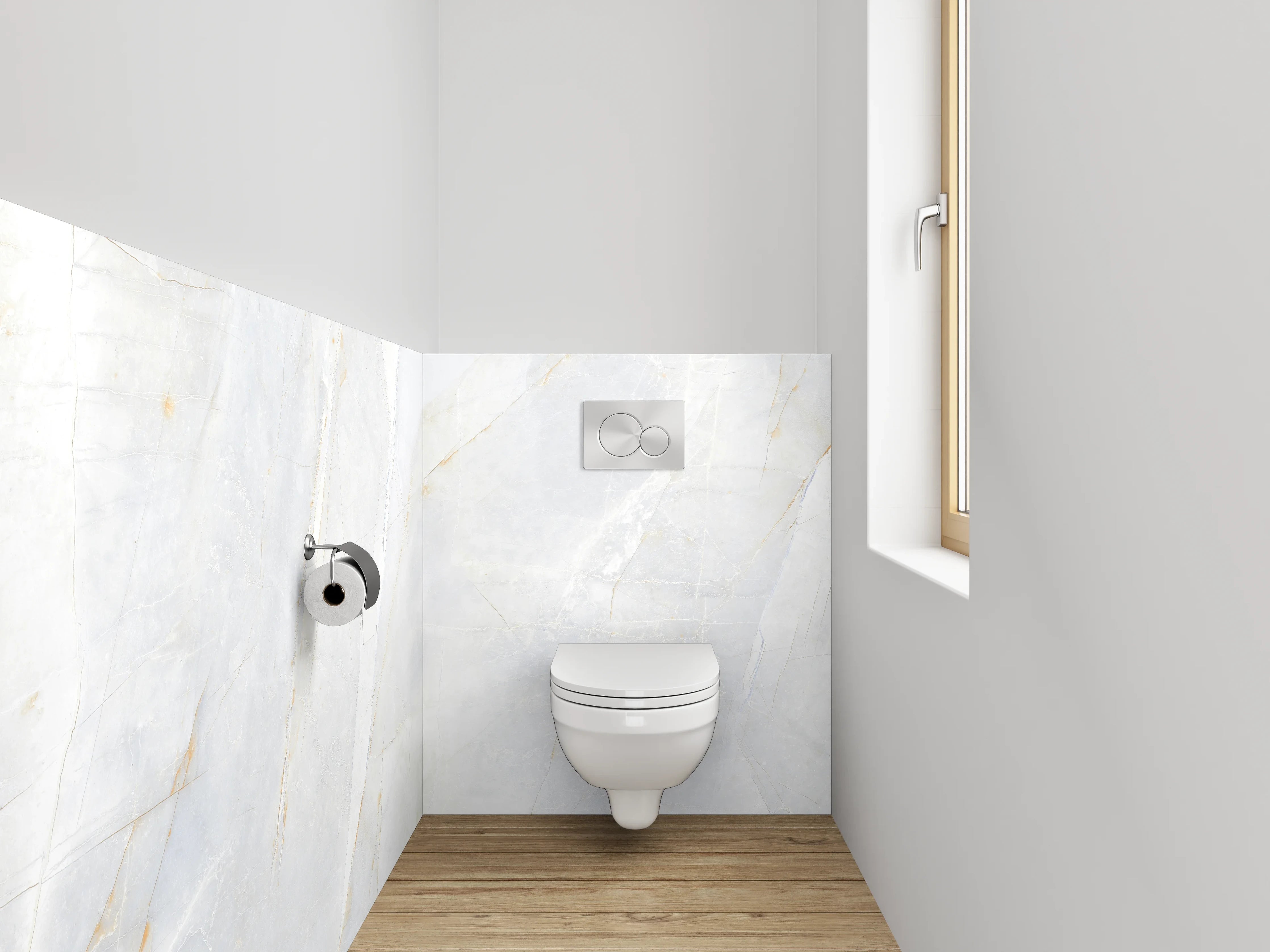 WC-Rückwand - Weißer Marmor mit dezenter Maserung
