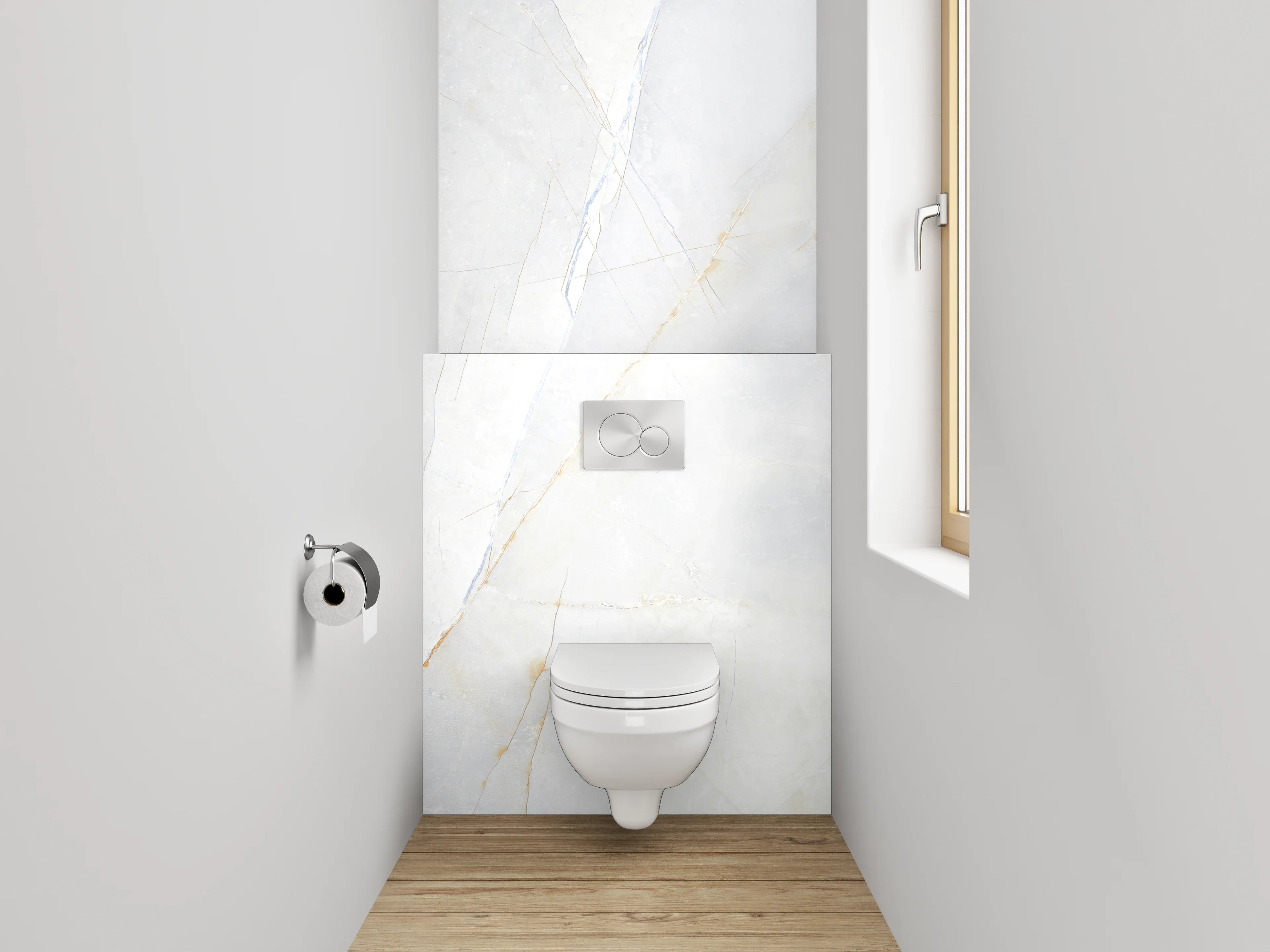 WC-Rückwand - Weißer Marmor mit dezenter Maserung