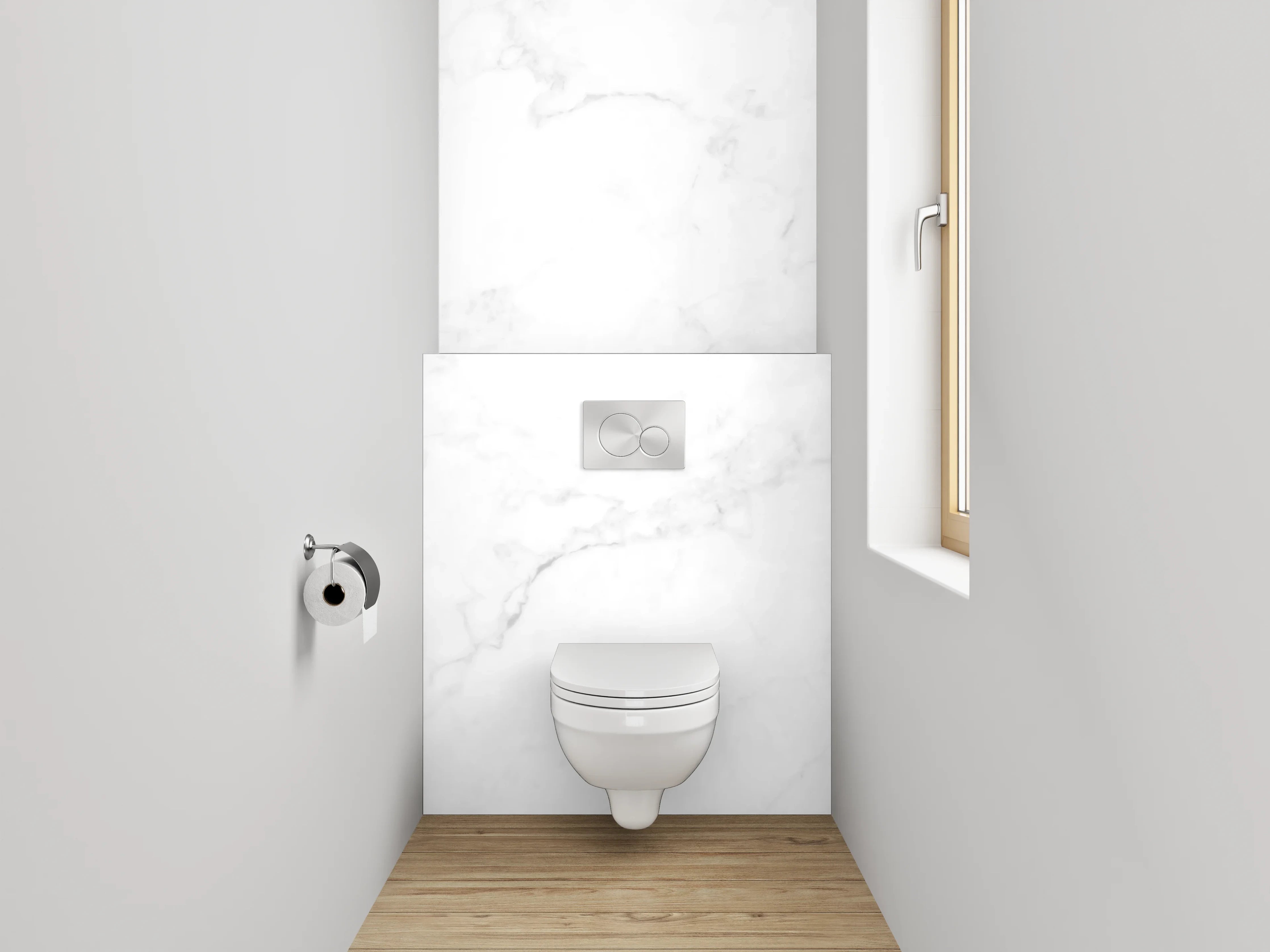 WC-Rückwand - Weißer Marmor mit feiner Maserung