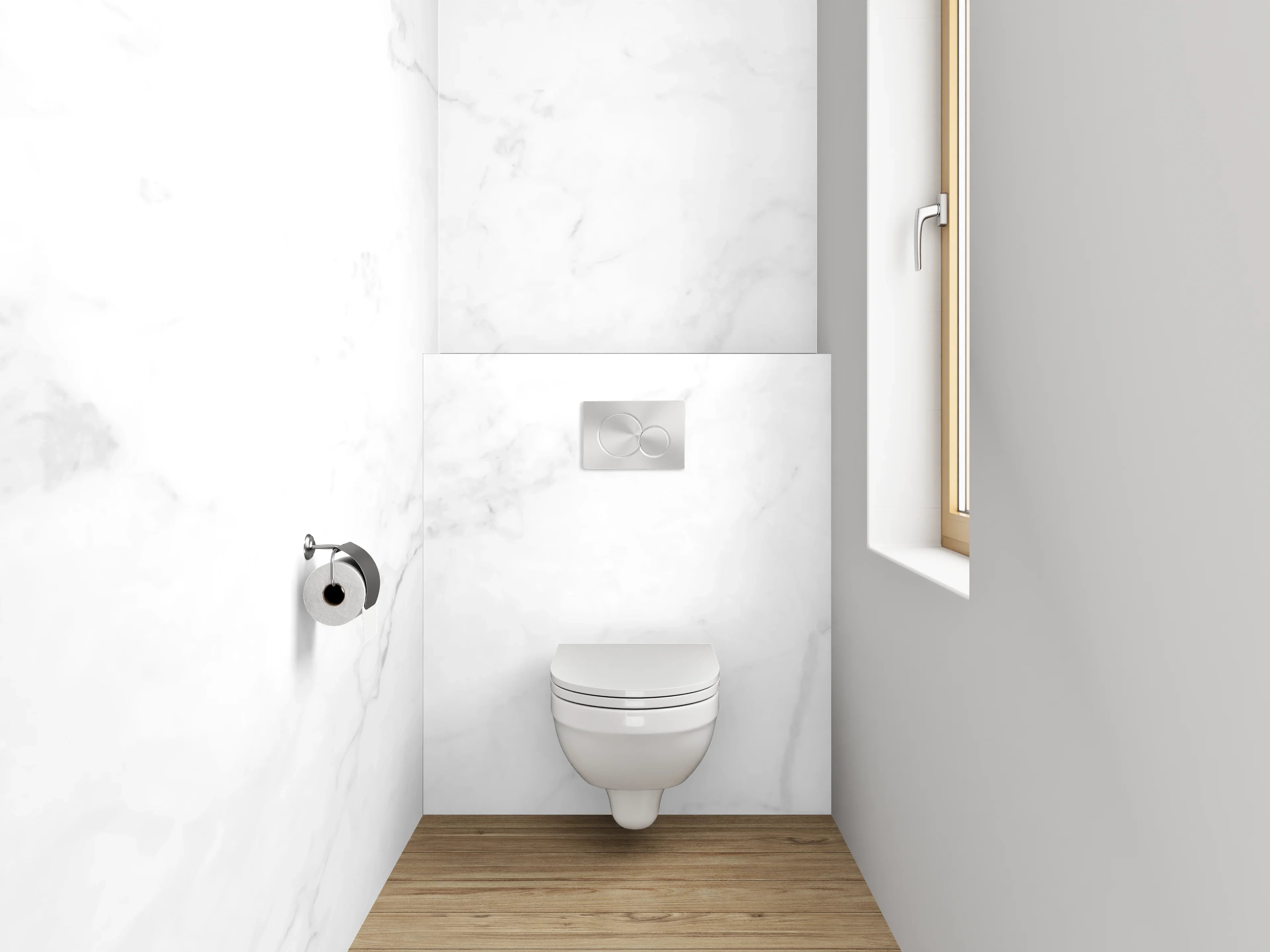 WC-Rückwand - Weißer Marmor mit feiner Maserung