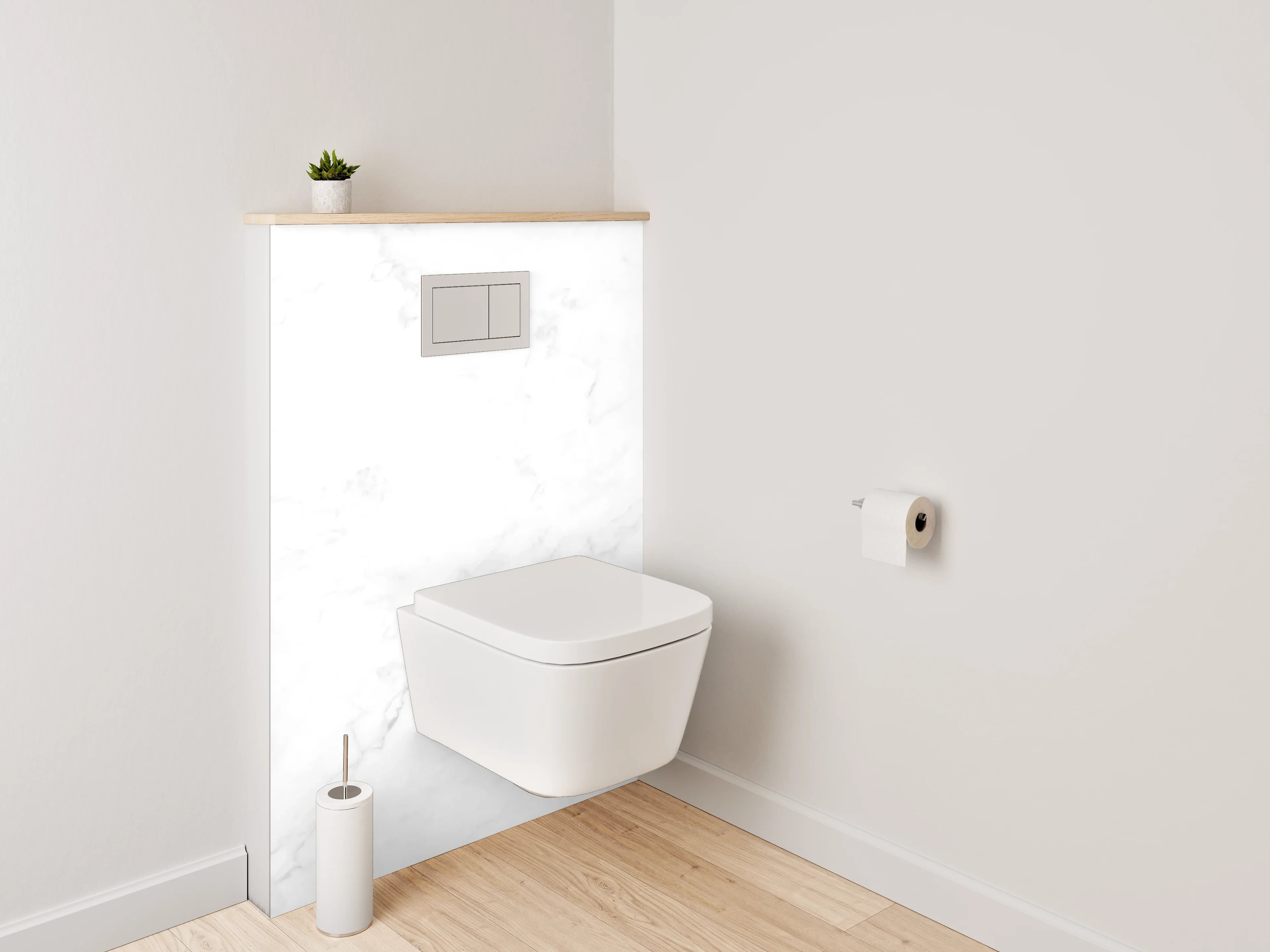 WC-Rückwand - Weißer Marmor mit feiner Maserung
