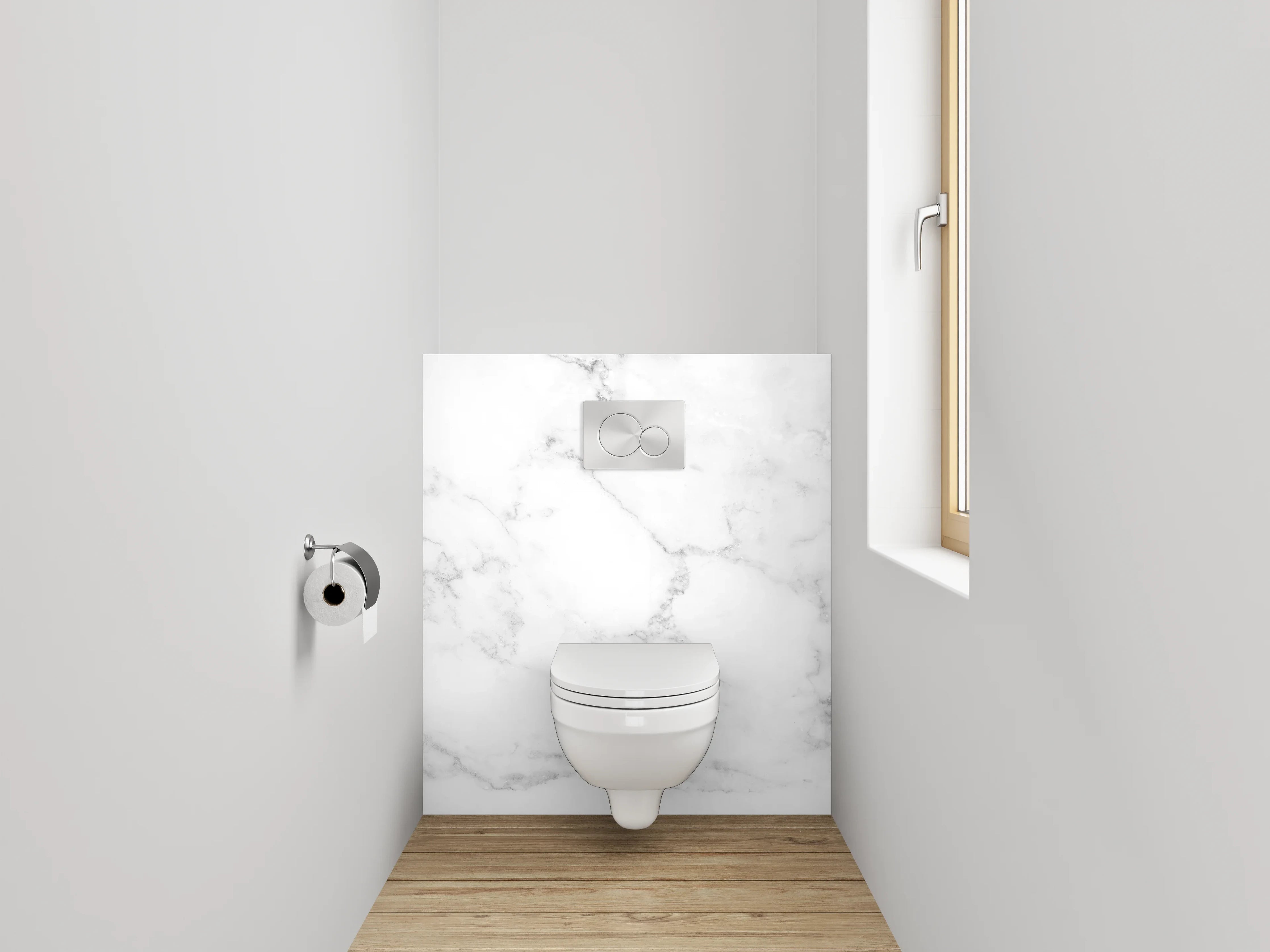 WC-Rückwand - Weißer Marmor mit grauen Akzenten