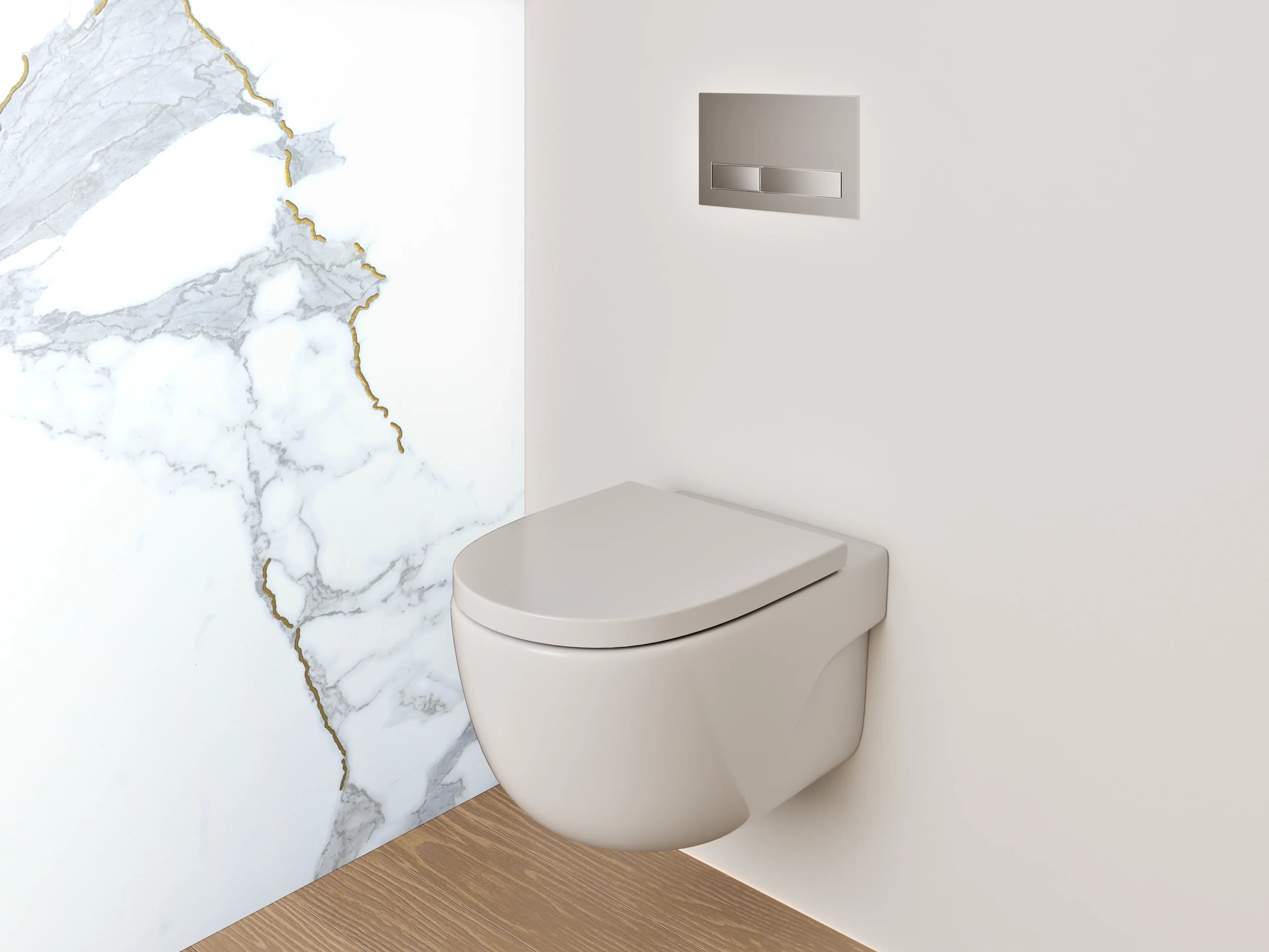 WC-Rückwand - Weißer Marmor mit grauen Maserungen