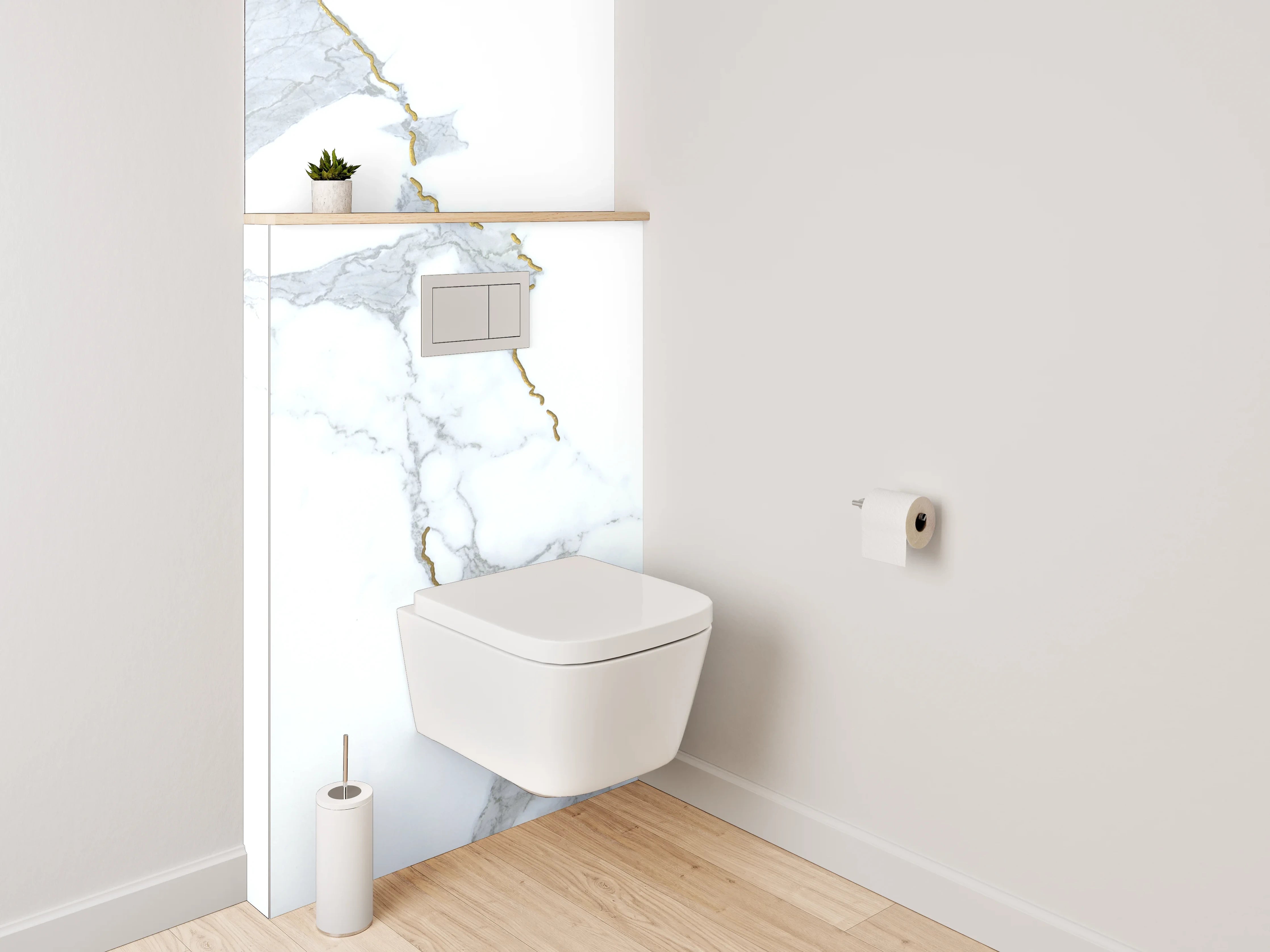 WC-Rückwand - Weißer Marmor mit grauen Maserungen