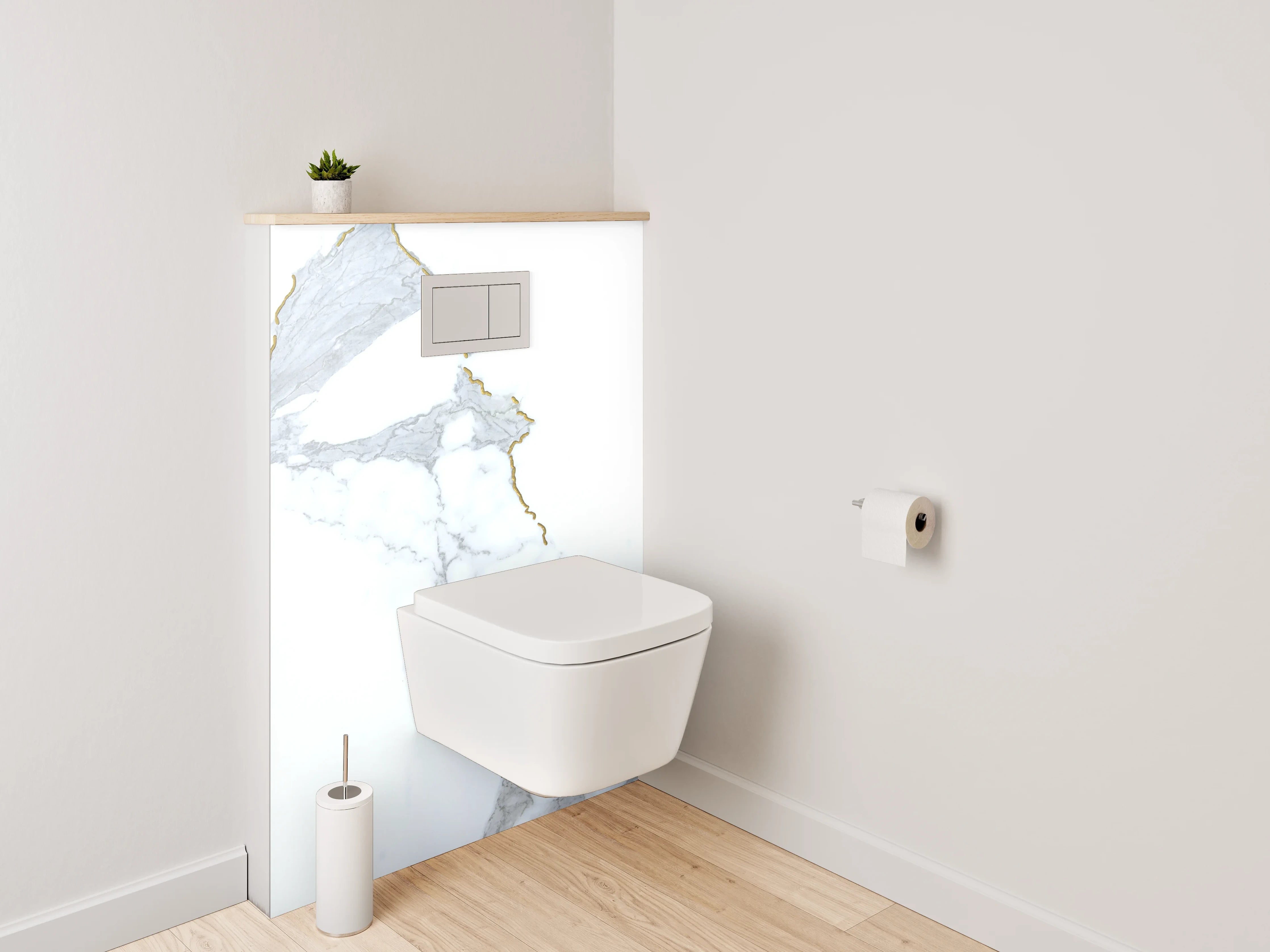 WC-Rückwand - Weißer Marmor mit grauen Maserungen
