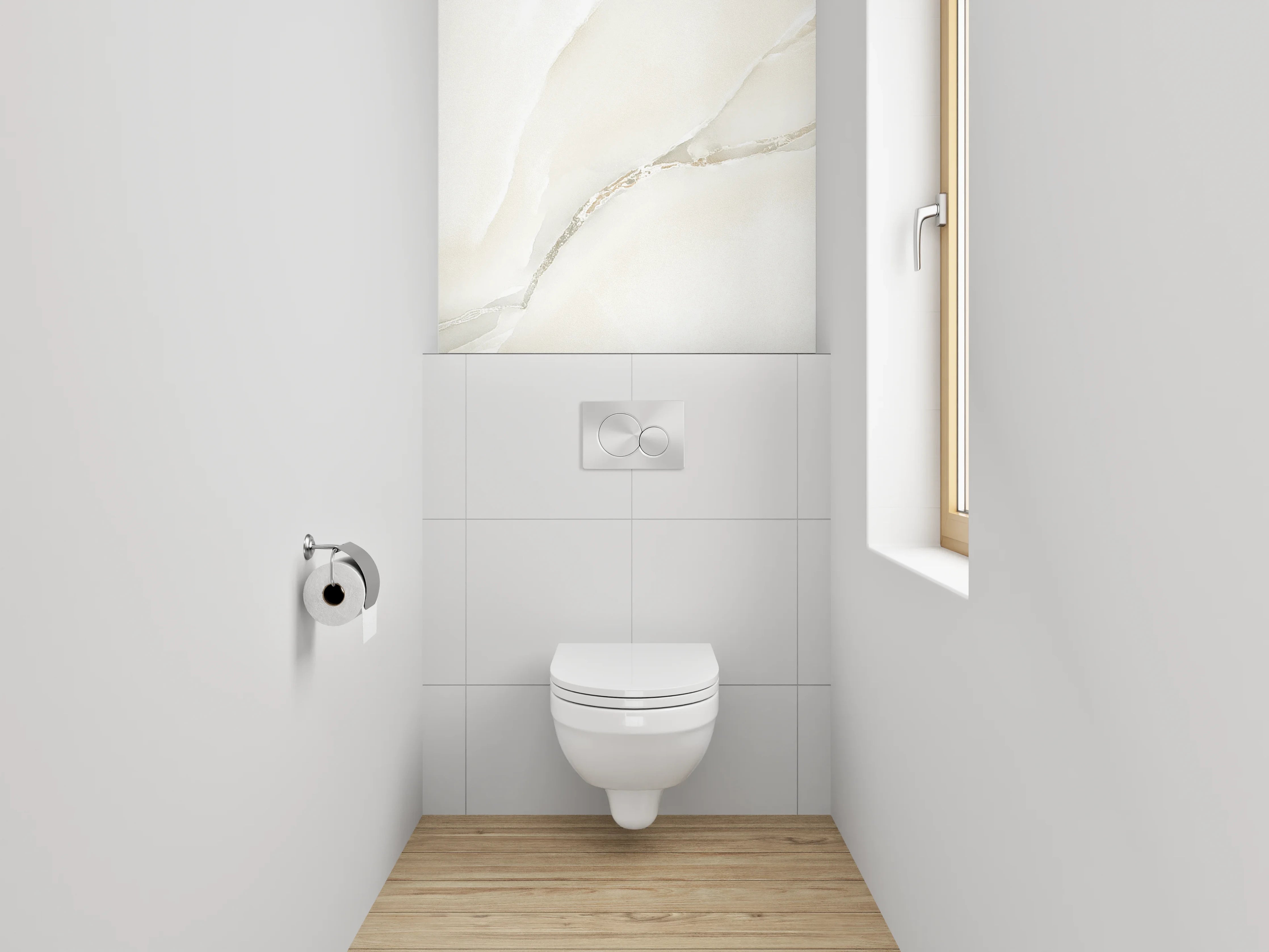 WC-Rückwand - Weißer Marmor mit zarten Adern