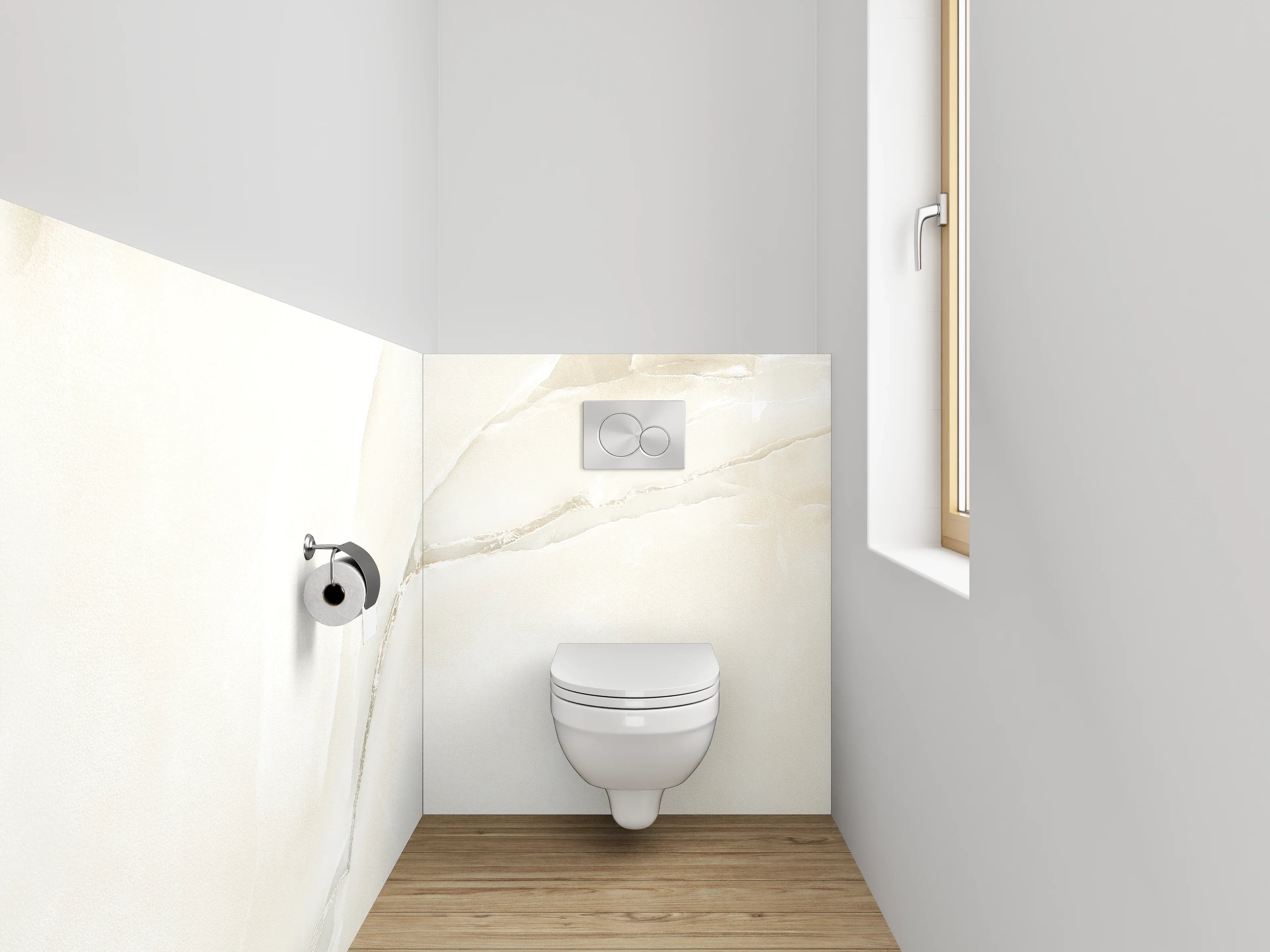 WC-Rückwand - Weißer Marmor mit zarten Adern