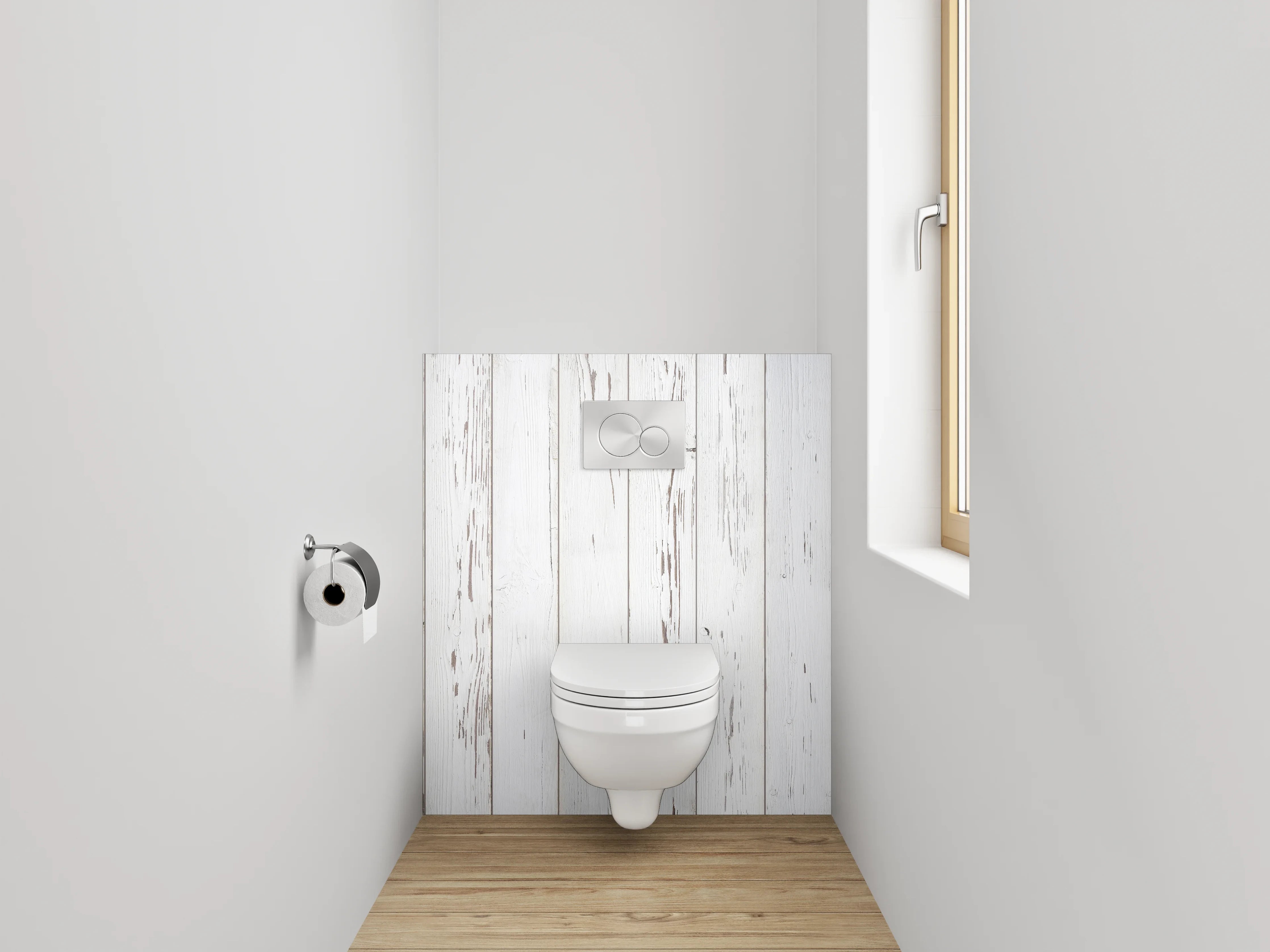 WC-Rückwand - Weißes Vintage-Holz-Design