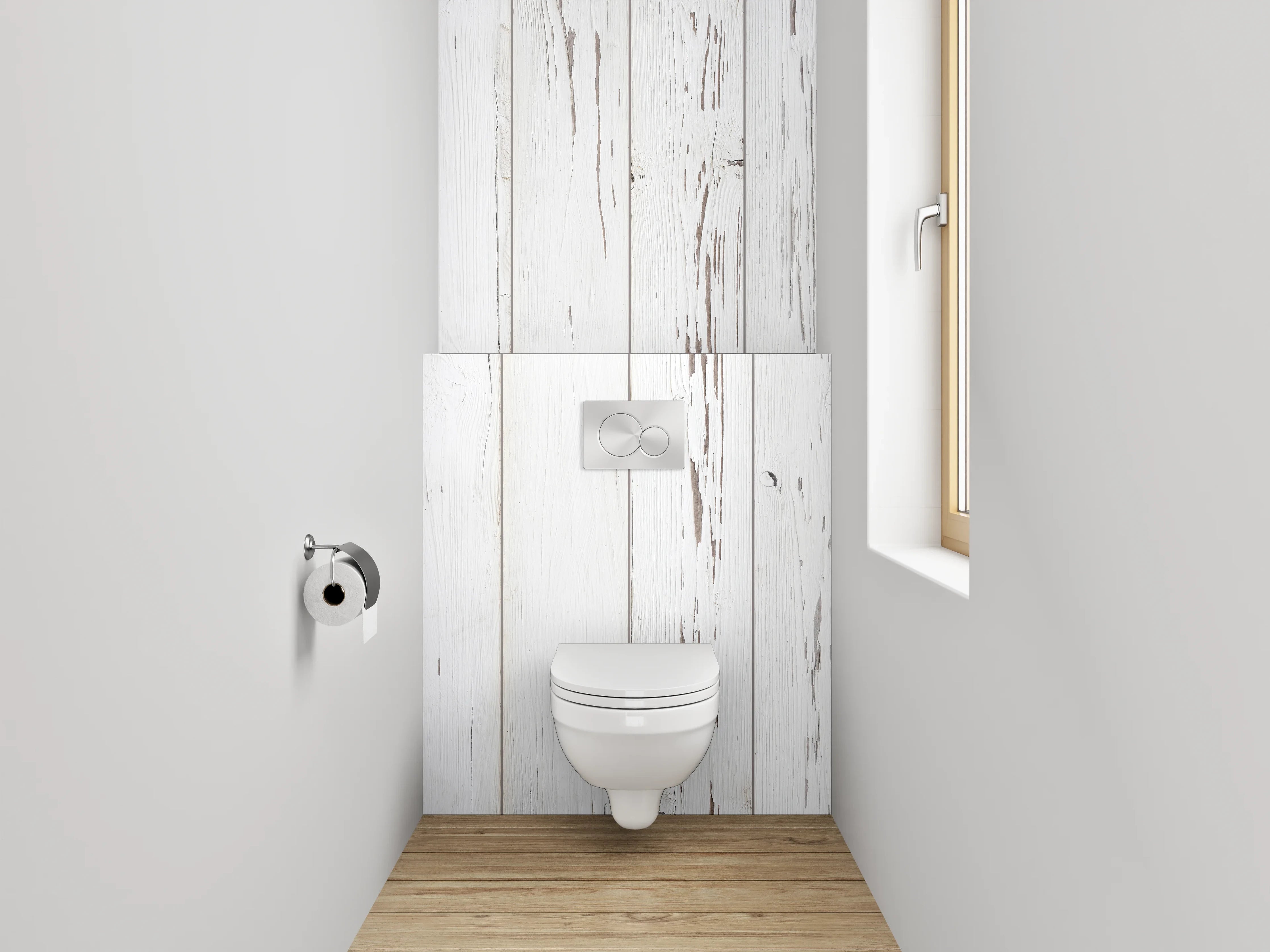WC-Rückwand - Weißes Vintage-Holz-Design