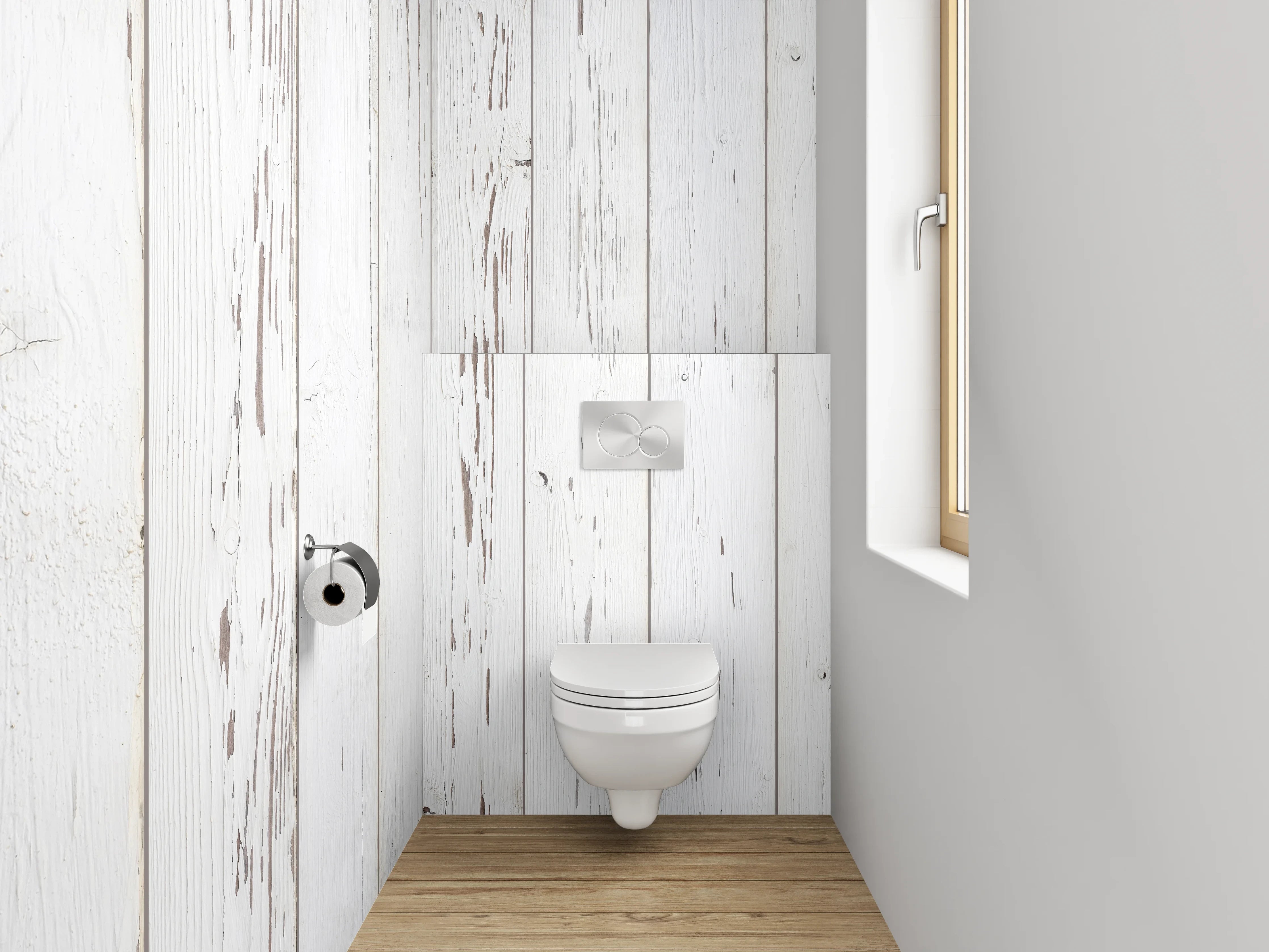 WC-Rückwand - Weißes Vintage-Holz-Design