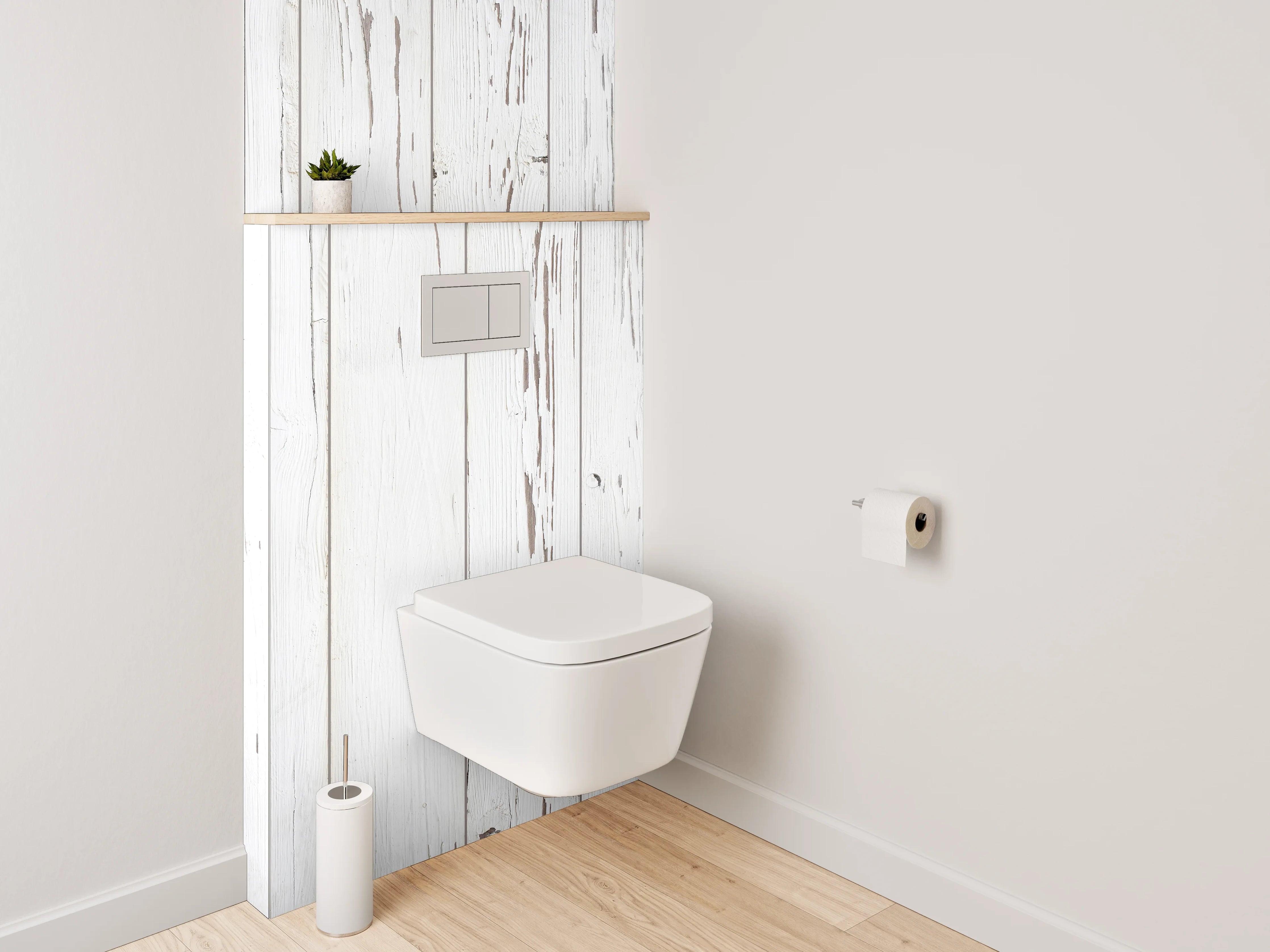 WC-Rückwand - Weißes Vintage-Holz-Design