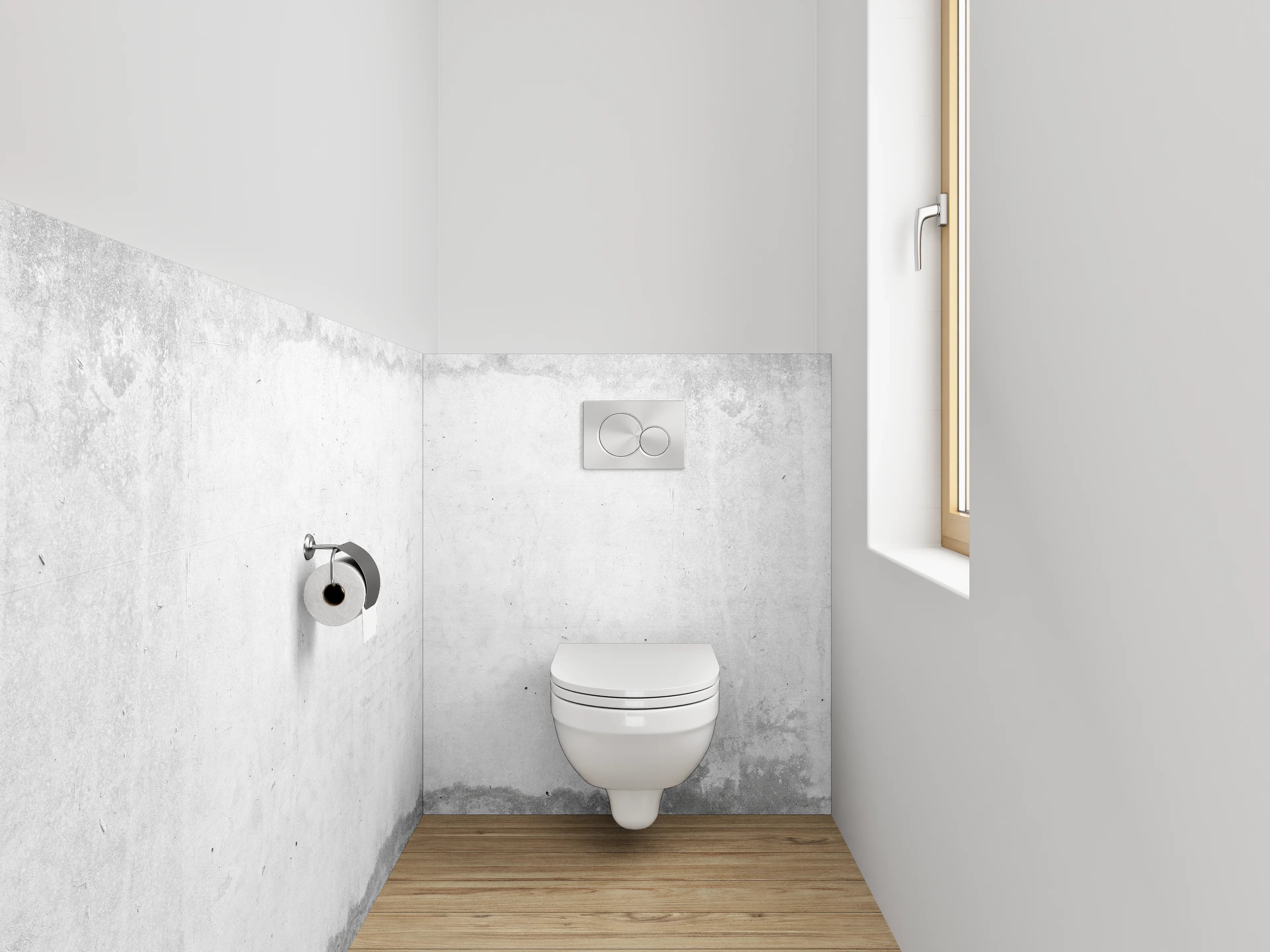 WC-Rückwand - Weißgraue Beton-Design Wandverkleidung
