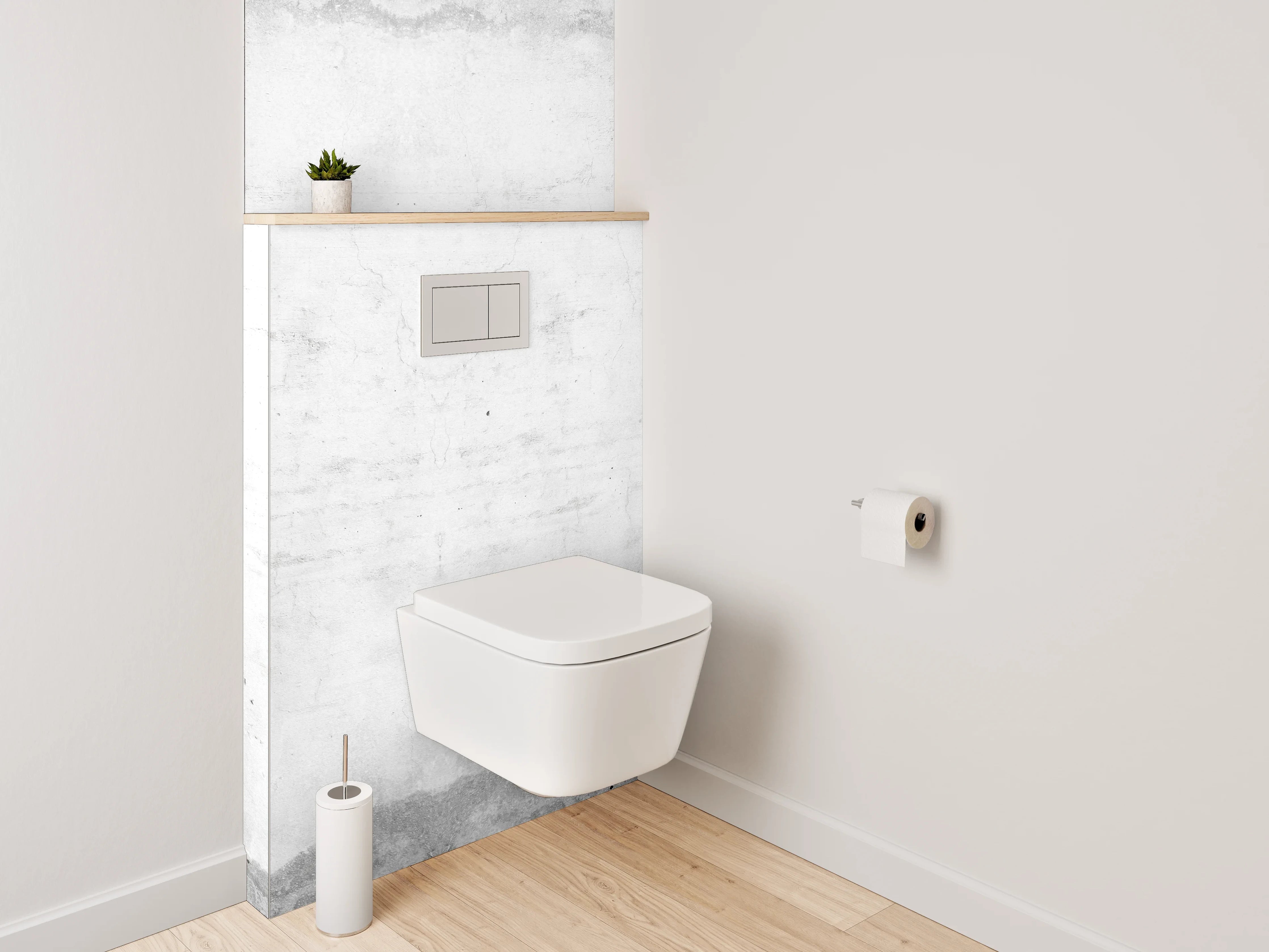 WC-Rückwand - Weißgraue Beton-Design Wandverkleidung