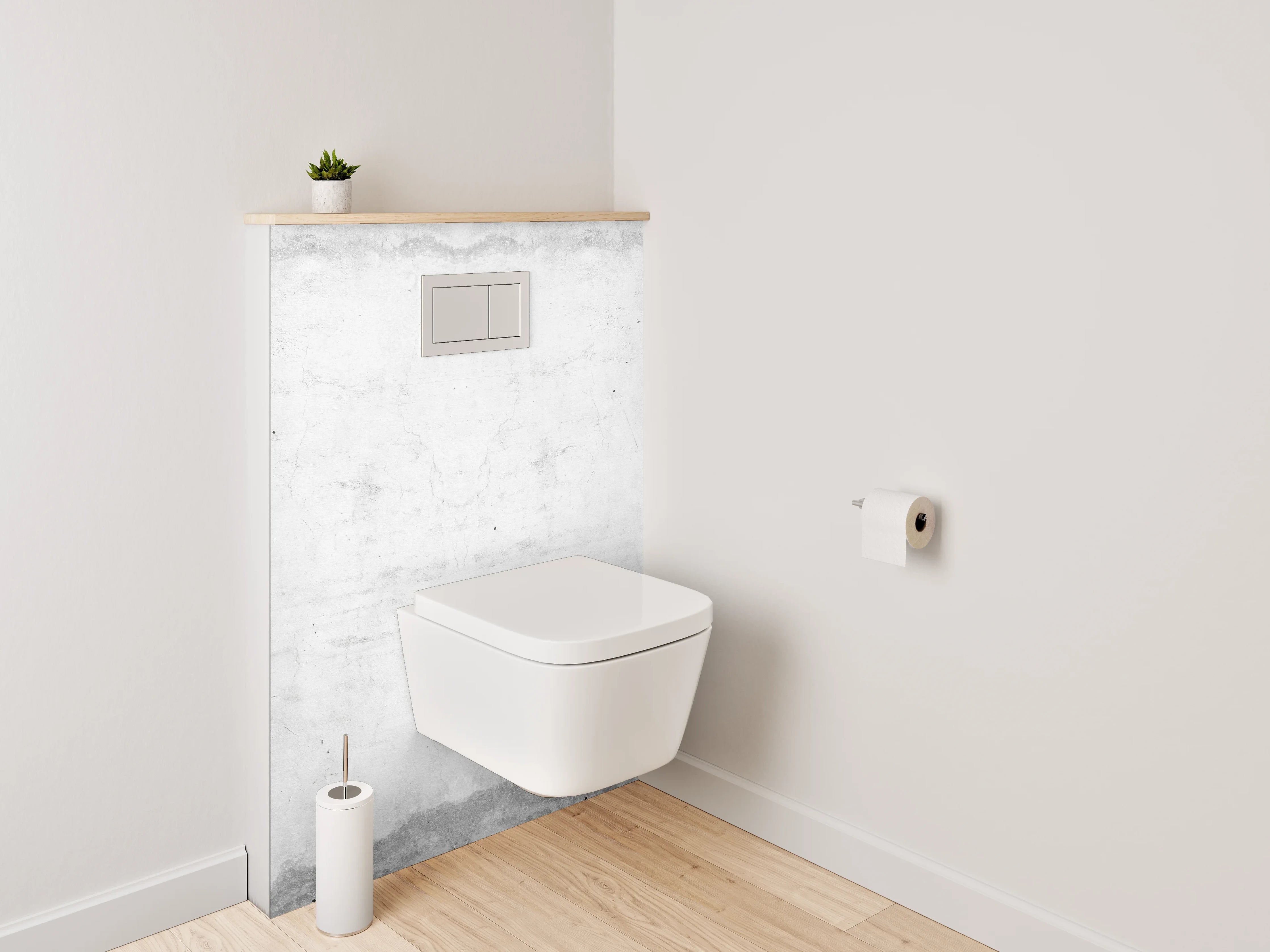 WC-Rückwand - Weißgraue Beton-Design Wandverkleidung
