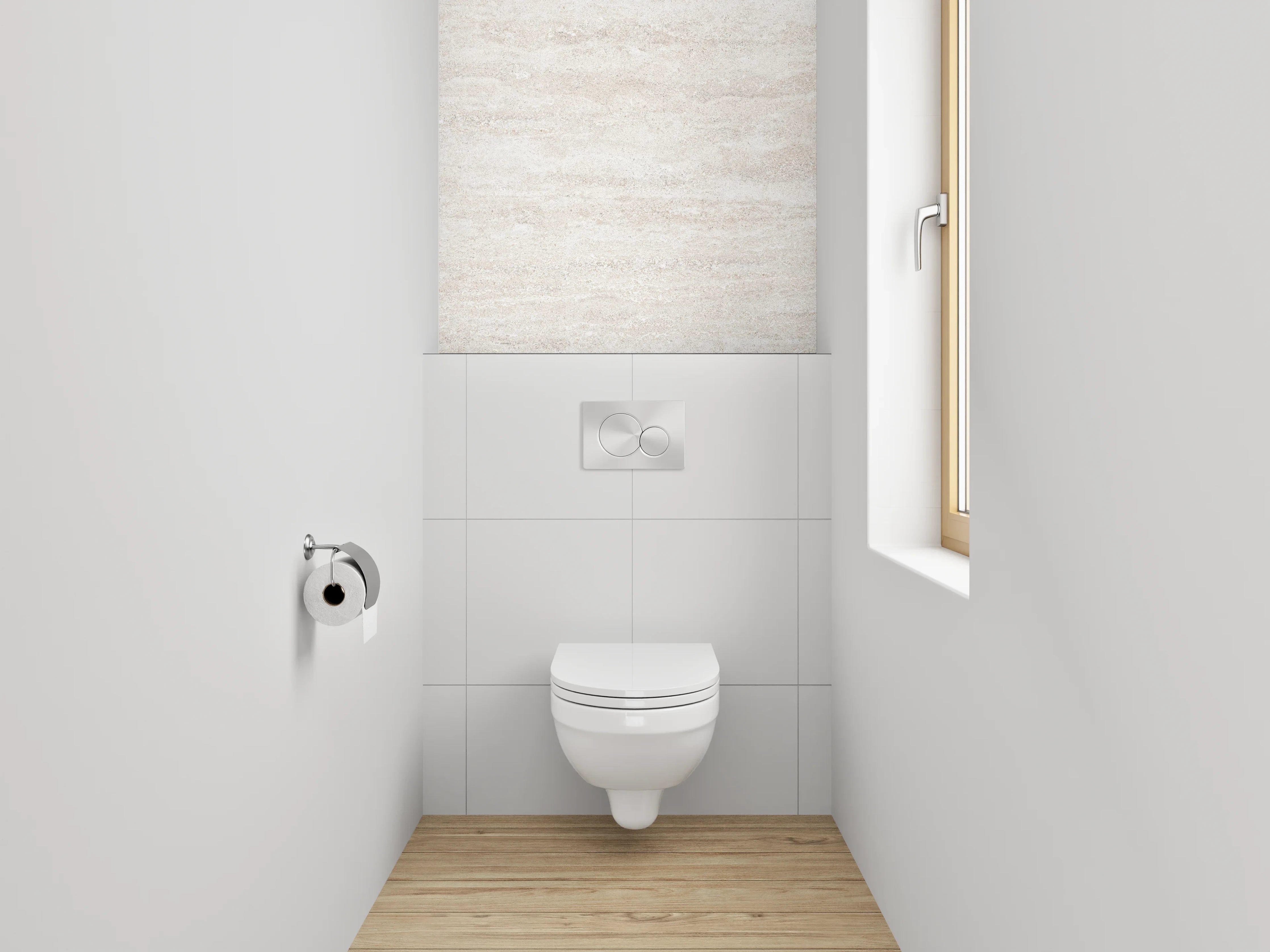 WC-Rückwand - Weißgraue Marmor-Ästhetik