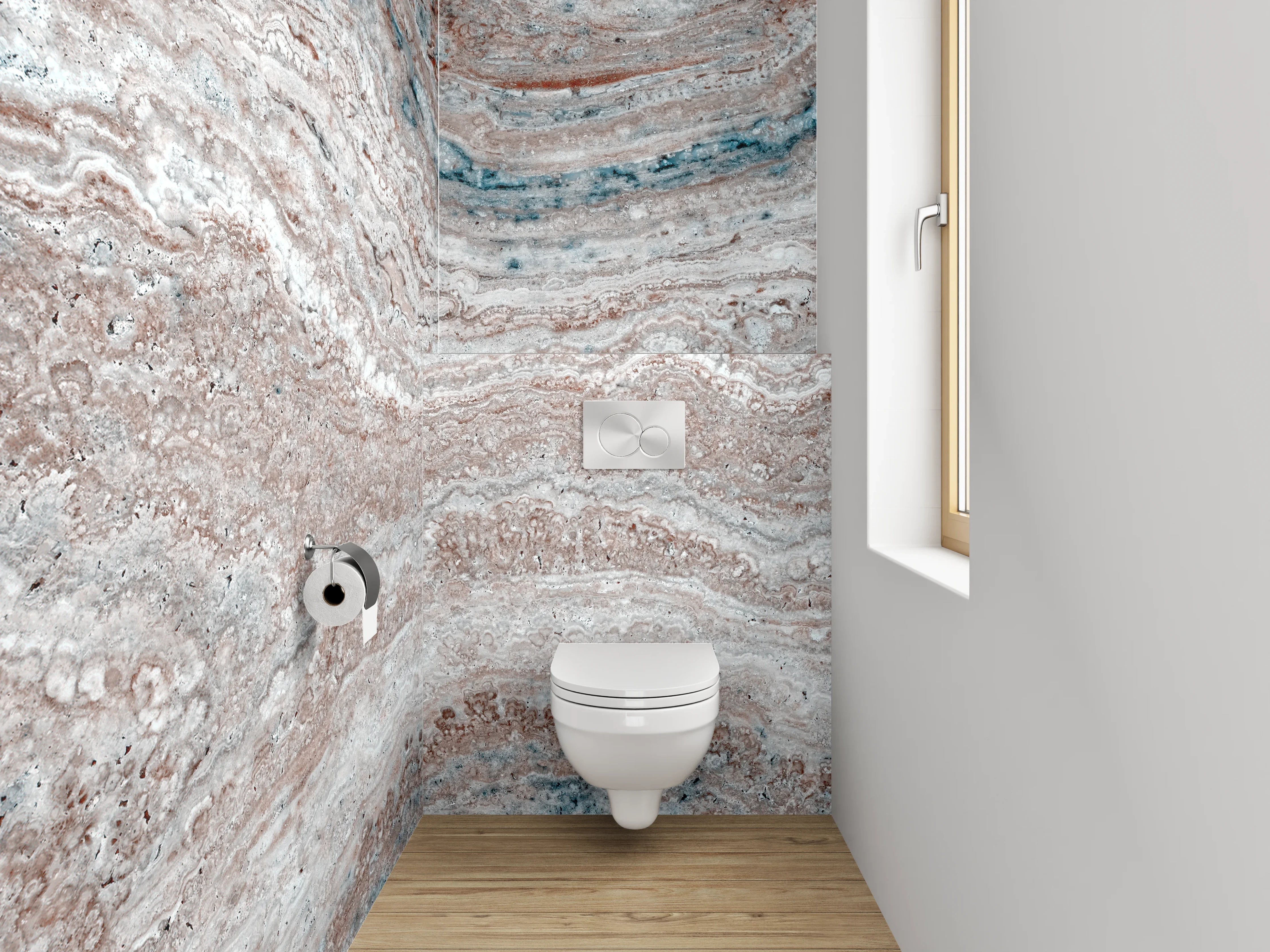 WC-Rückwand - Weißgraue Marmor-Optik Streifenmuster