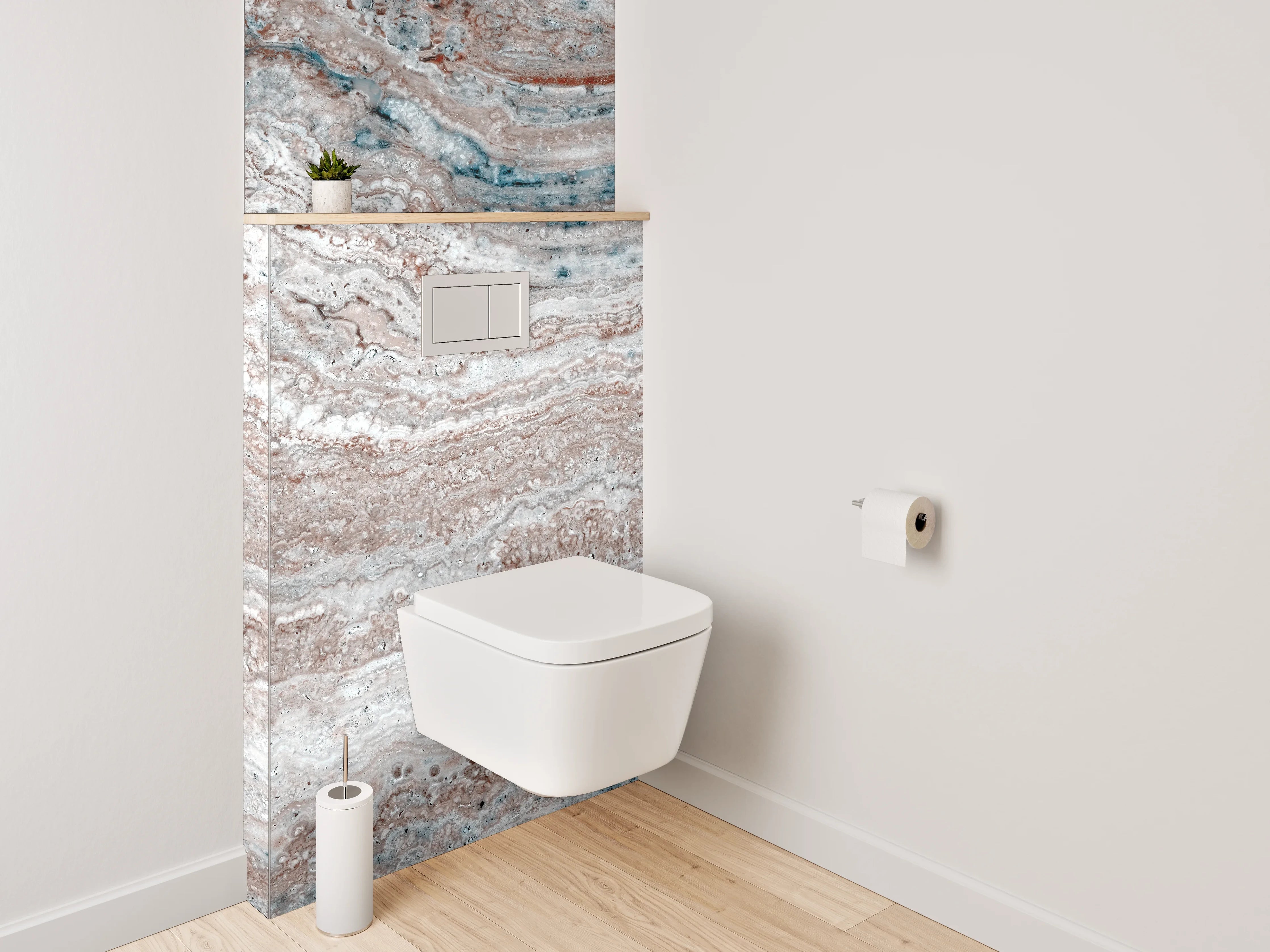 WC-Rückwand - Weißgraue Marmor-Optik Streifenmuster