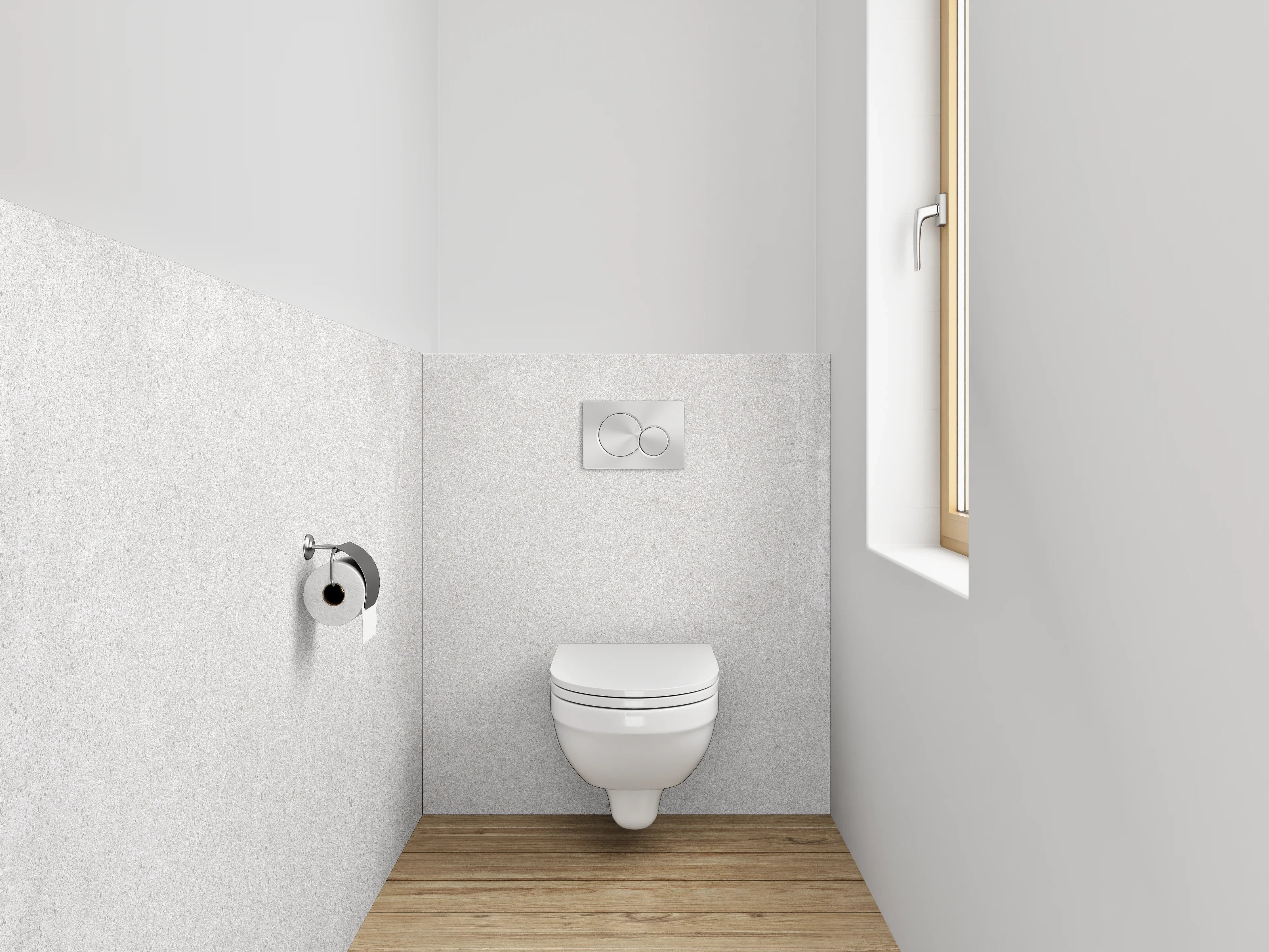 WC-Rückwand - Weißgraue Zement-Look Fliese