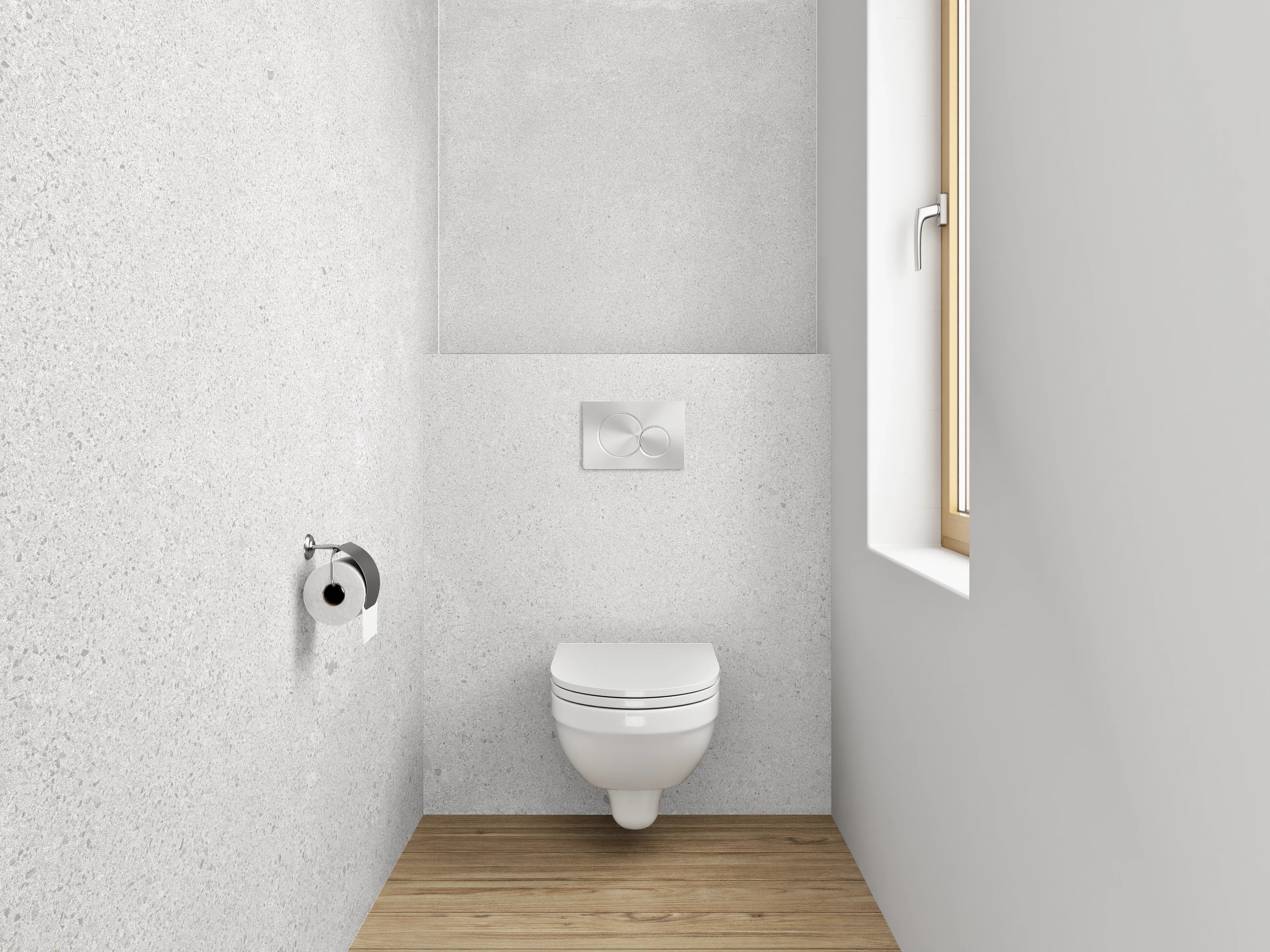 WC-Rückwand - Weißgraue Zement-Look Fliese