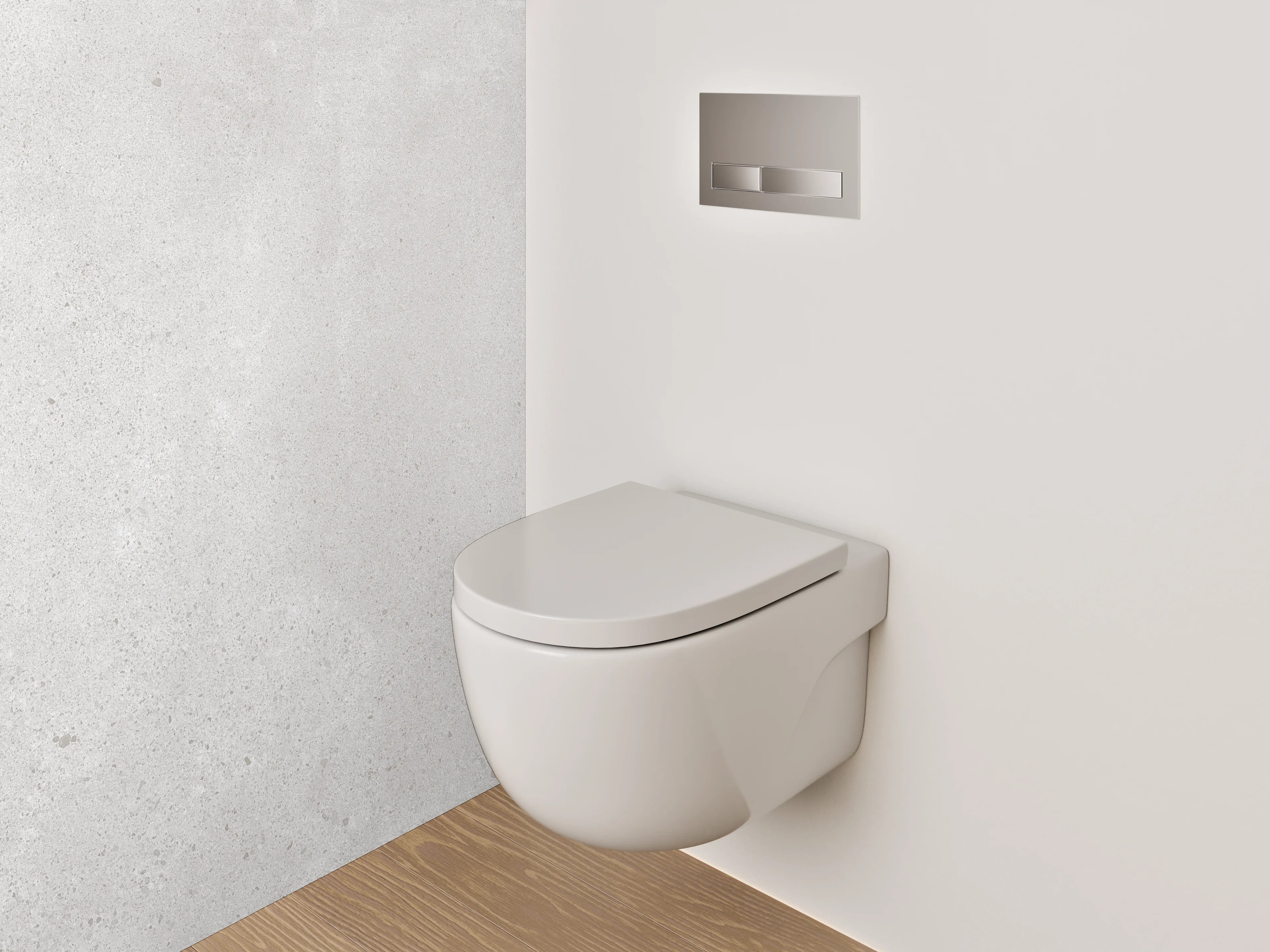 WC-Rückwand - Weißgraue Zement-Look Fliese