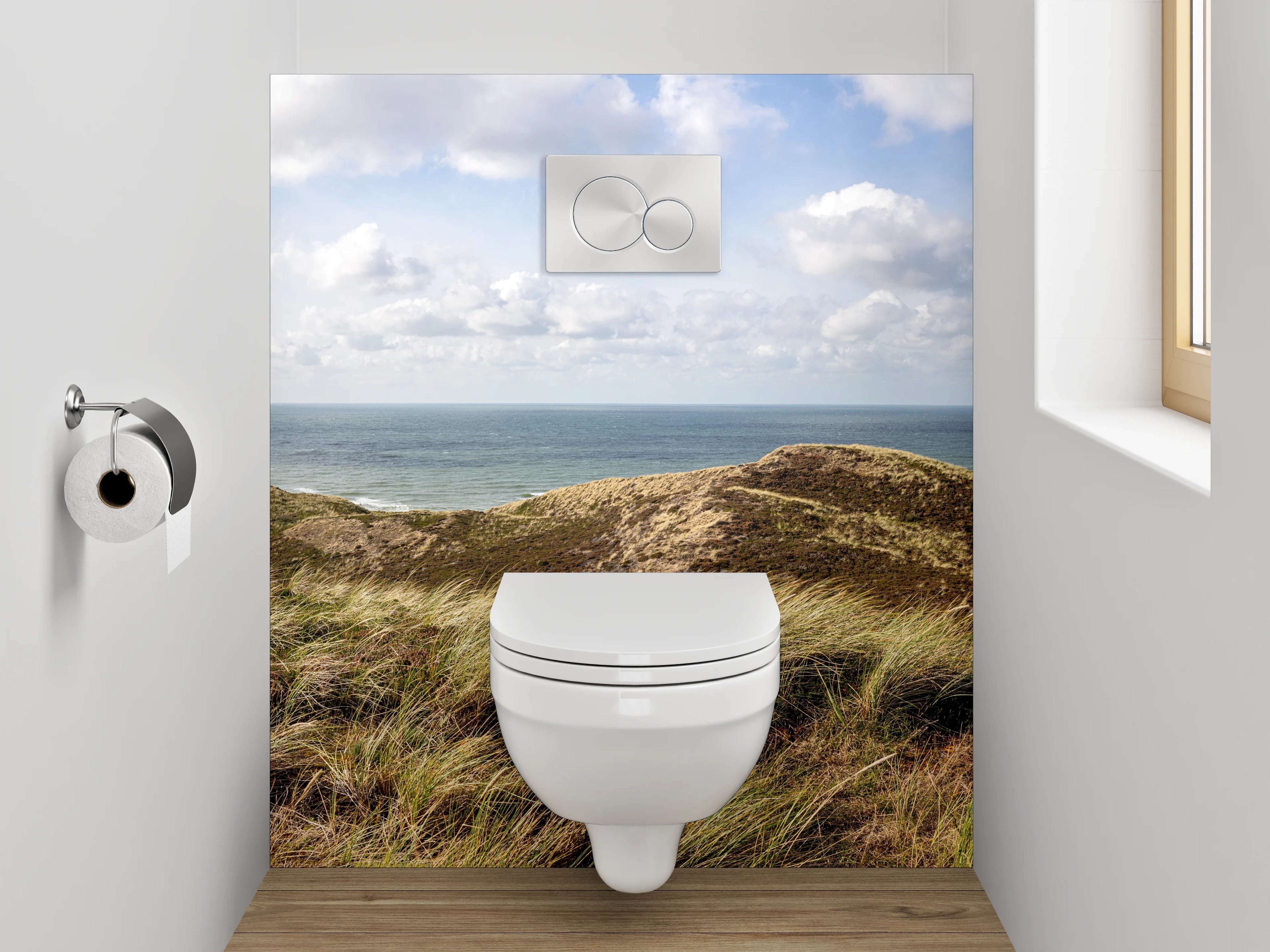WC-Rückwand - Weite Dünenlandschaft am Meer