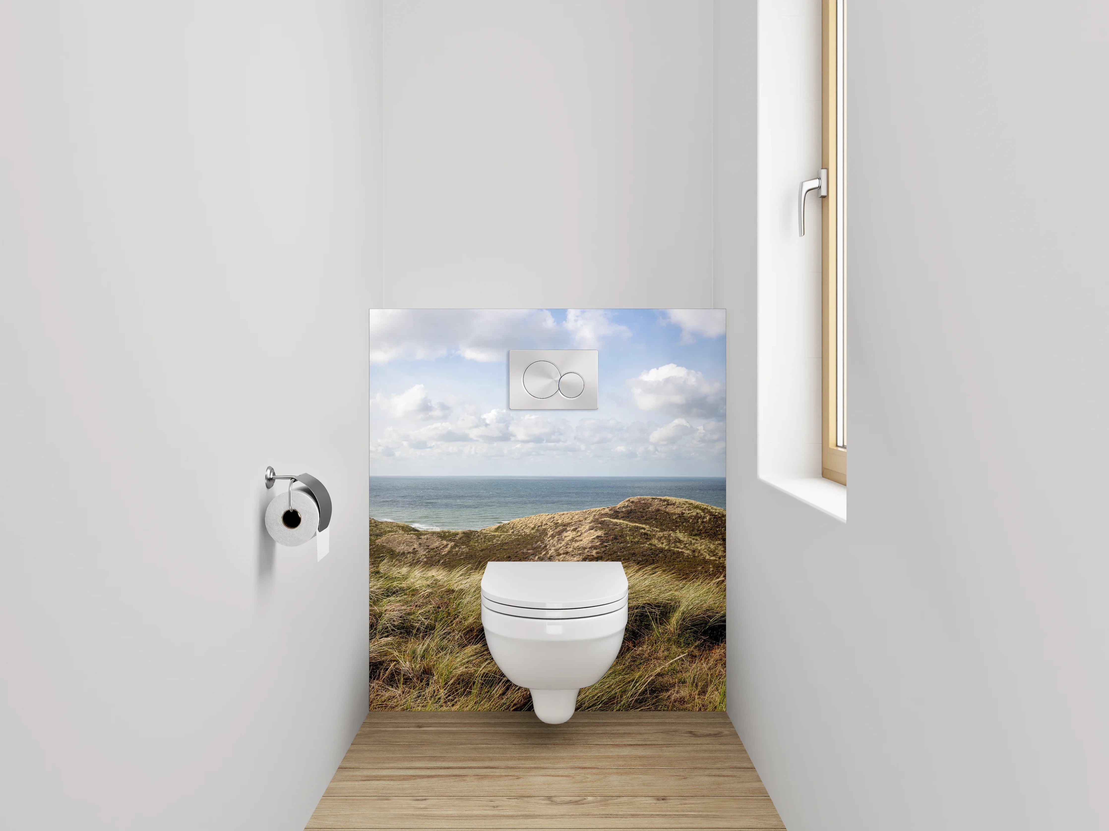 WC-Rückwand - Weite Dünenlandschaft am Meer