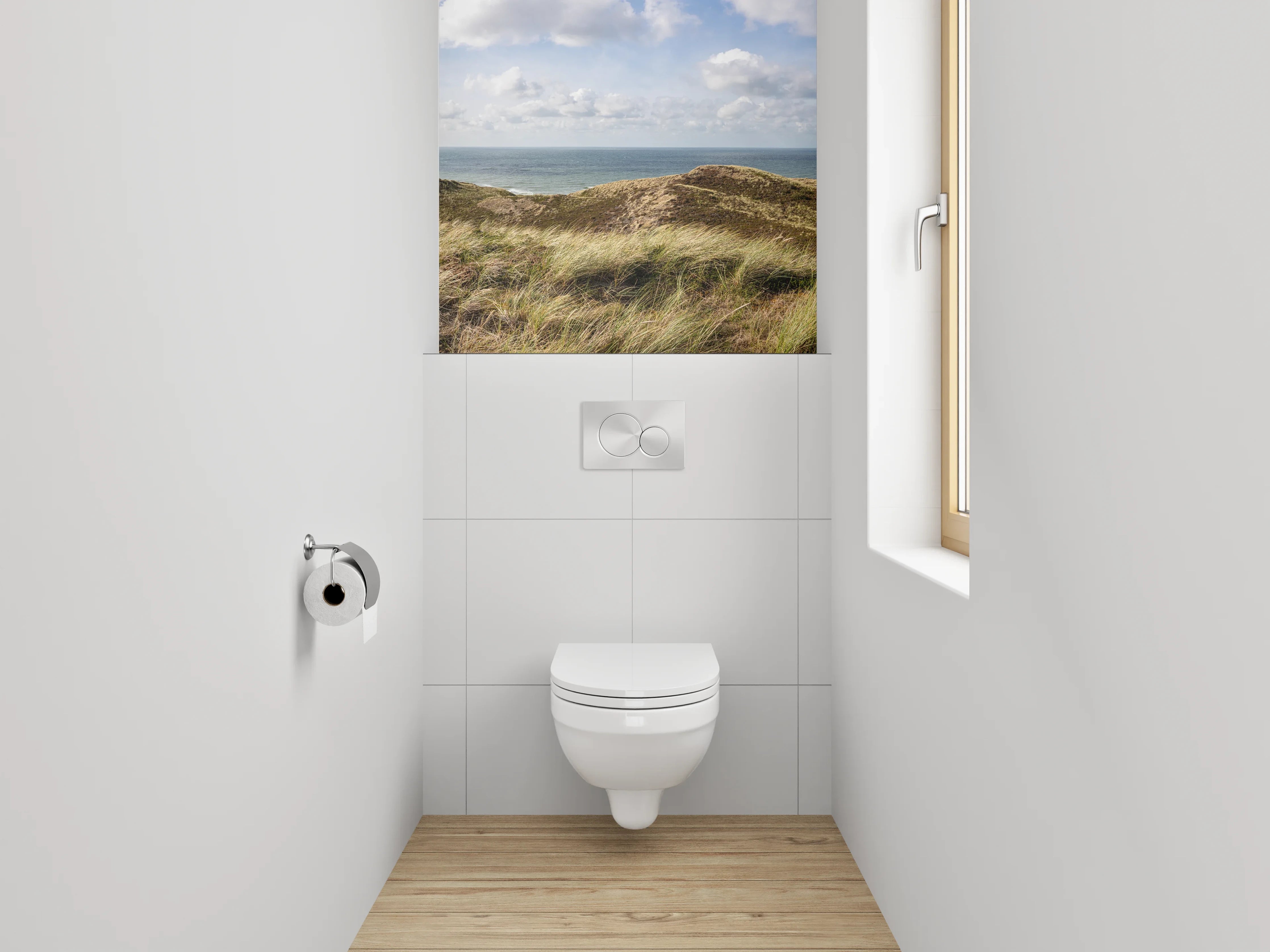 WC-Rückwand - Weite Dünenlandschaft am Meer