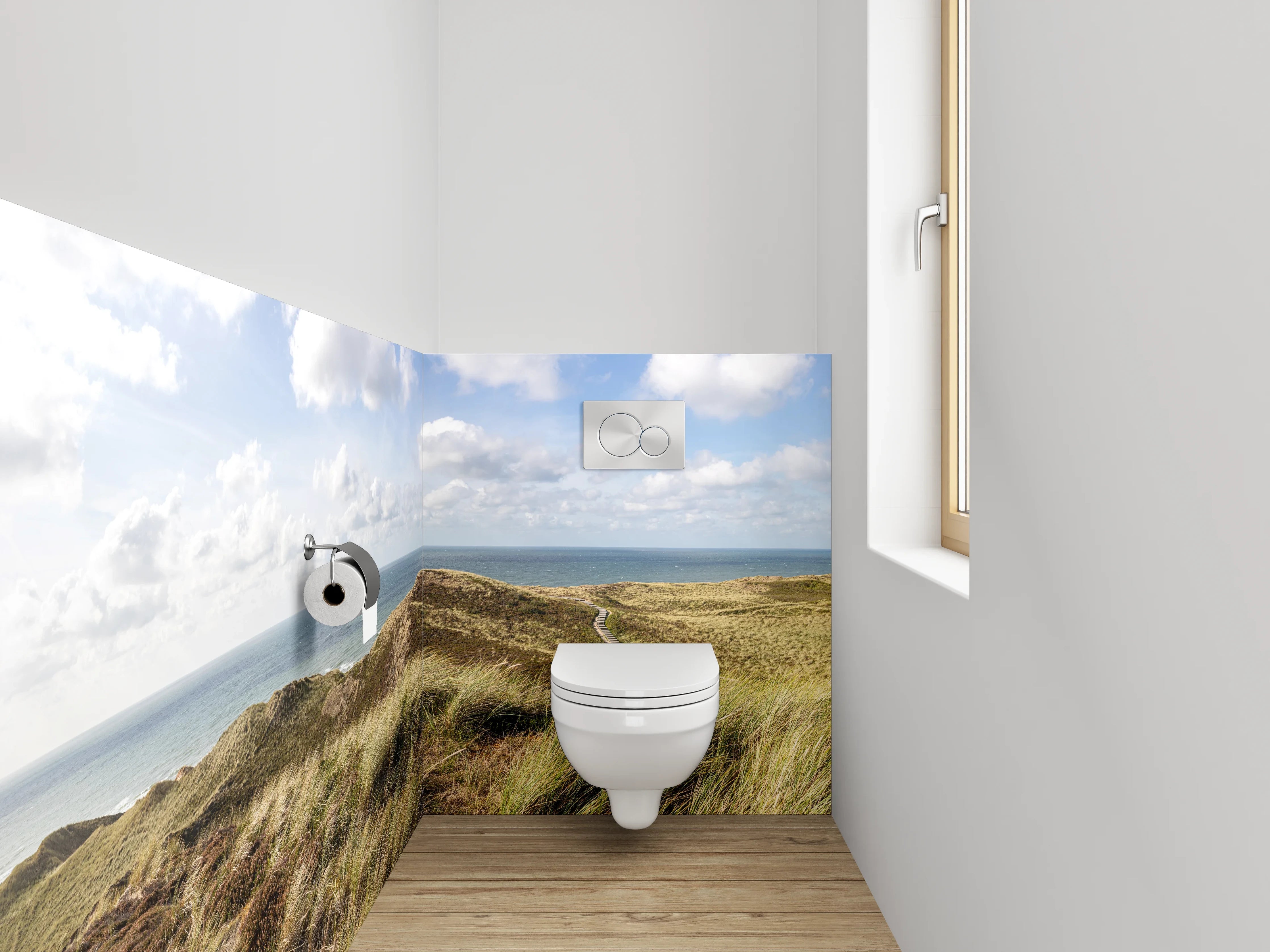 WC-Rückwand - Weite Dünenlandschaft am Meer