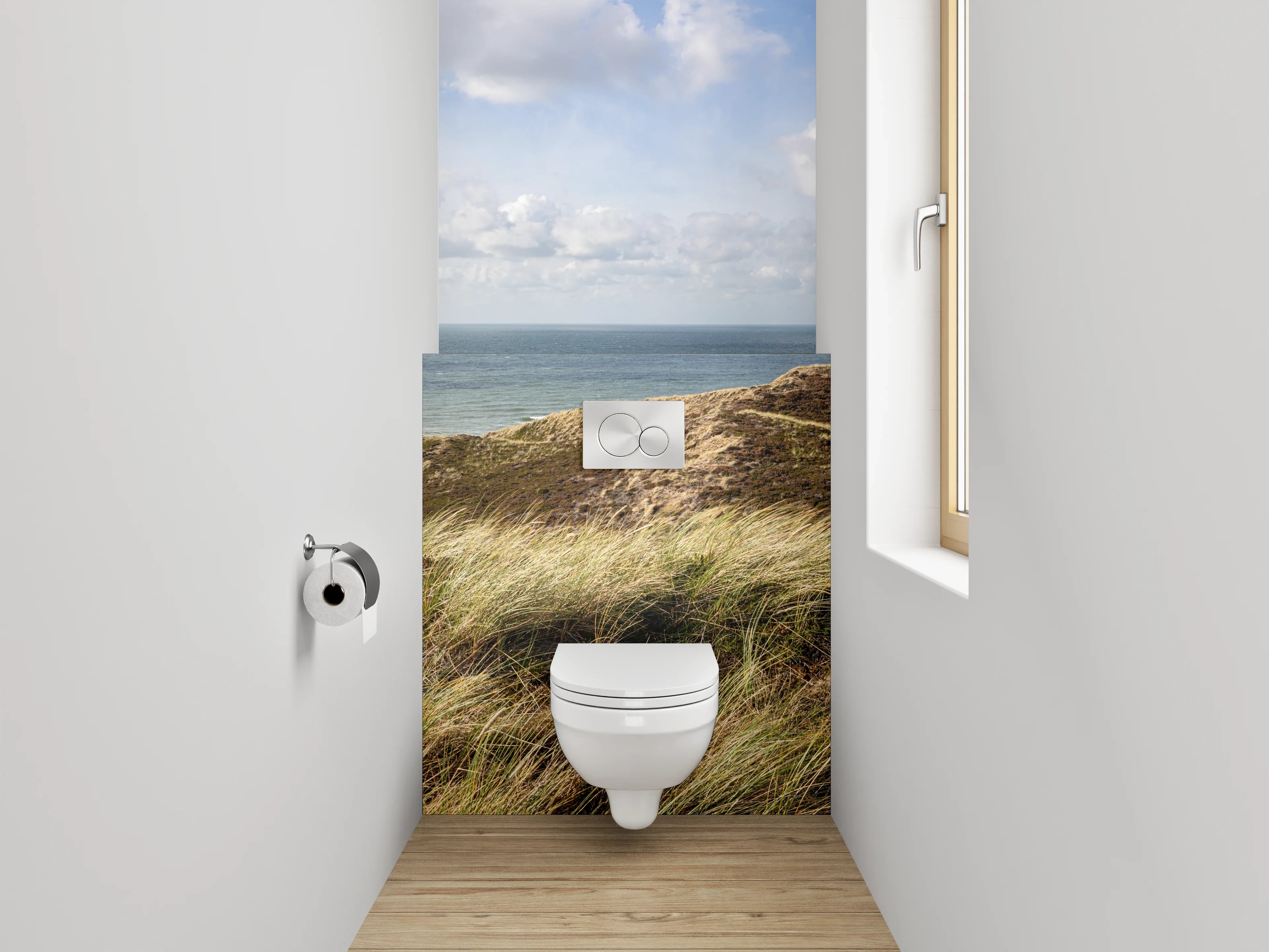WC-Rückwand - Weite Dünenlandschaft am Meer