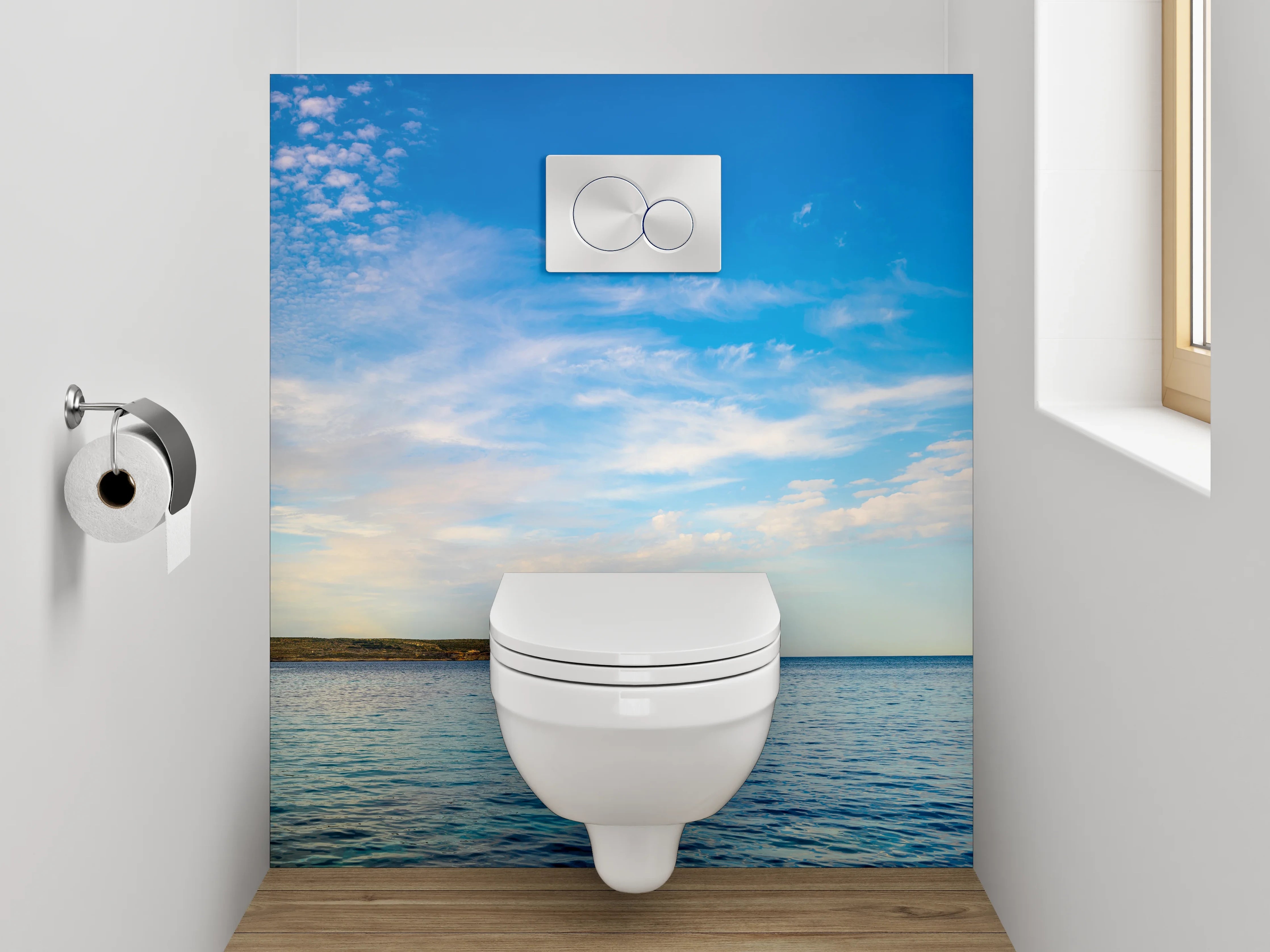 WC-Rückwand - Weites Meer mit blauem Himmel