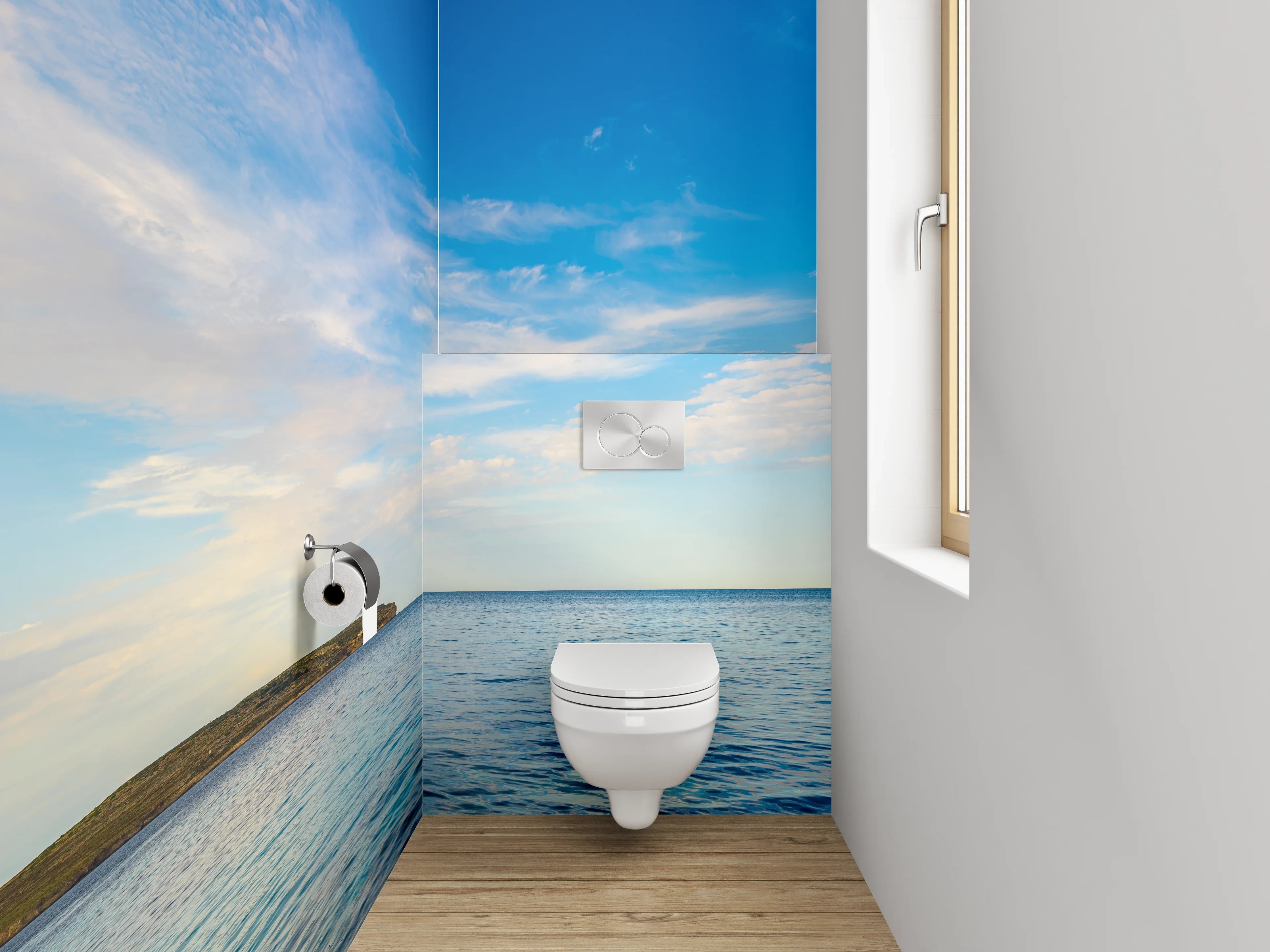 WC-Rückwand - Weites Meer mit blauem Himmel
