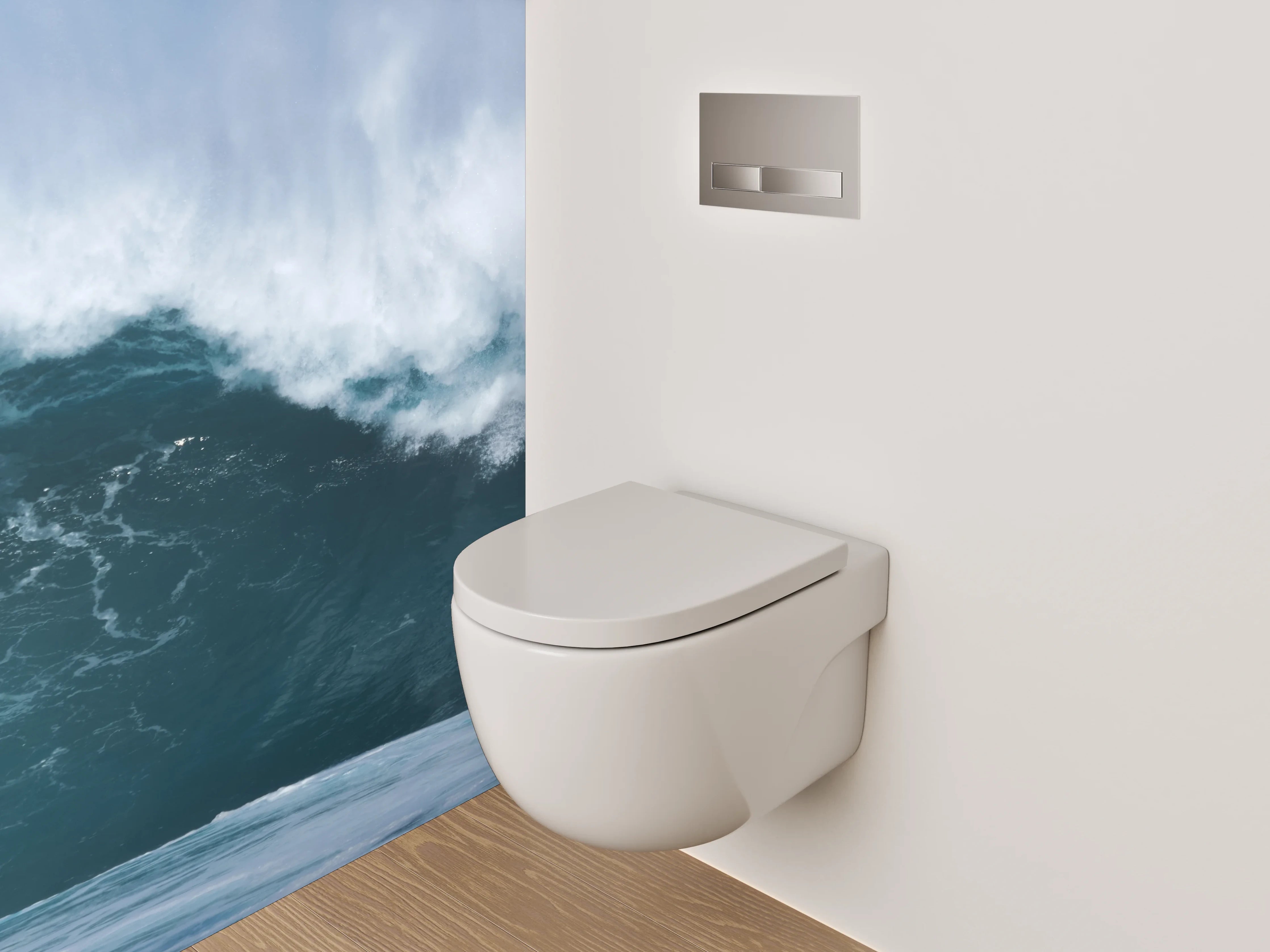 WC-Rückwand - Welle bricht am Meer – Ozean-Power