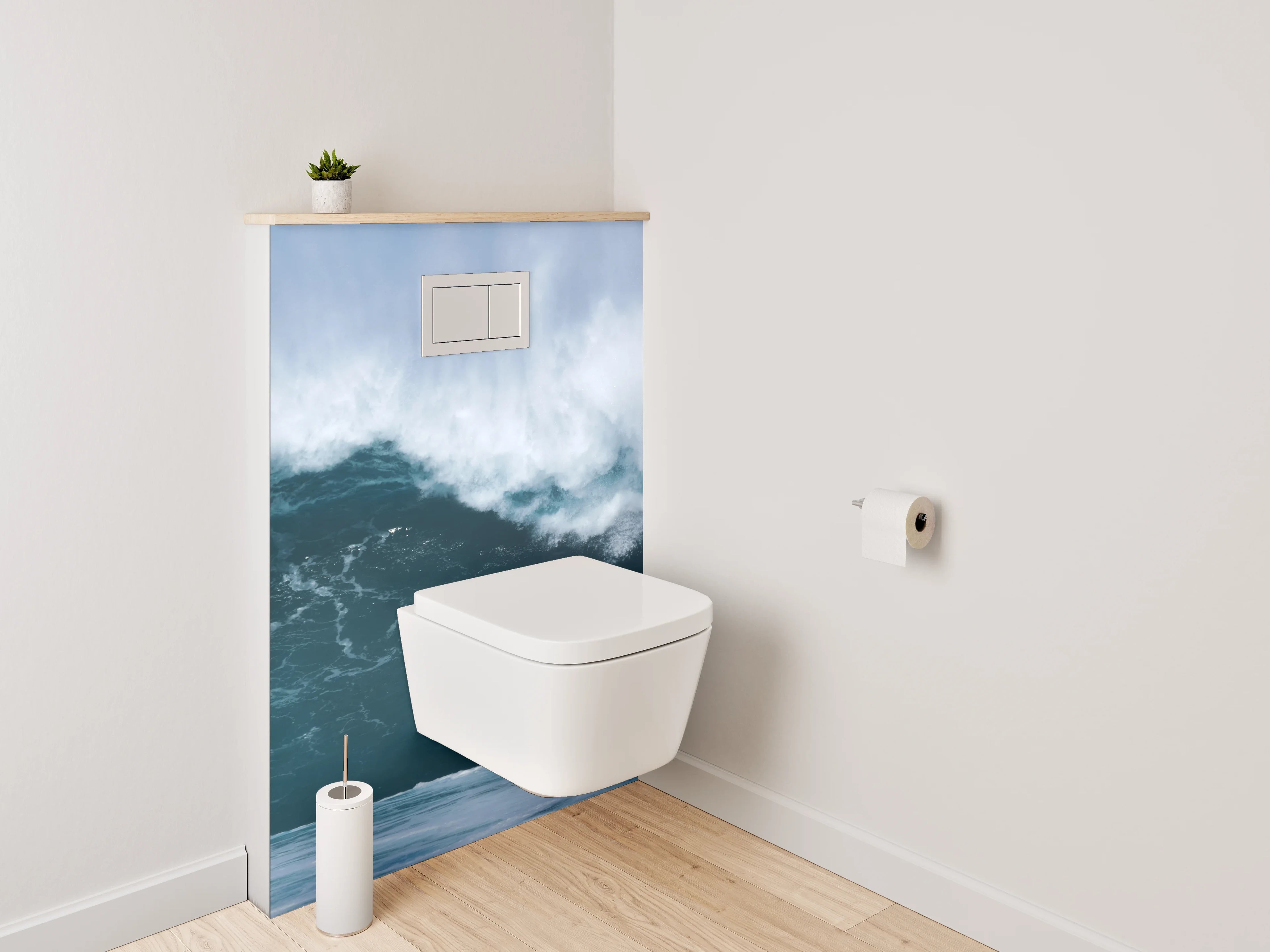 WC-Rückwand - Welle bricht am Meer – Ozean-Power