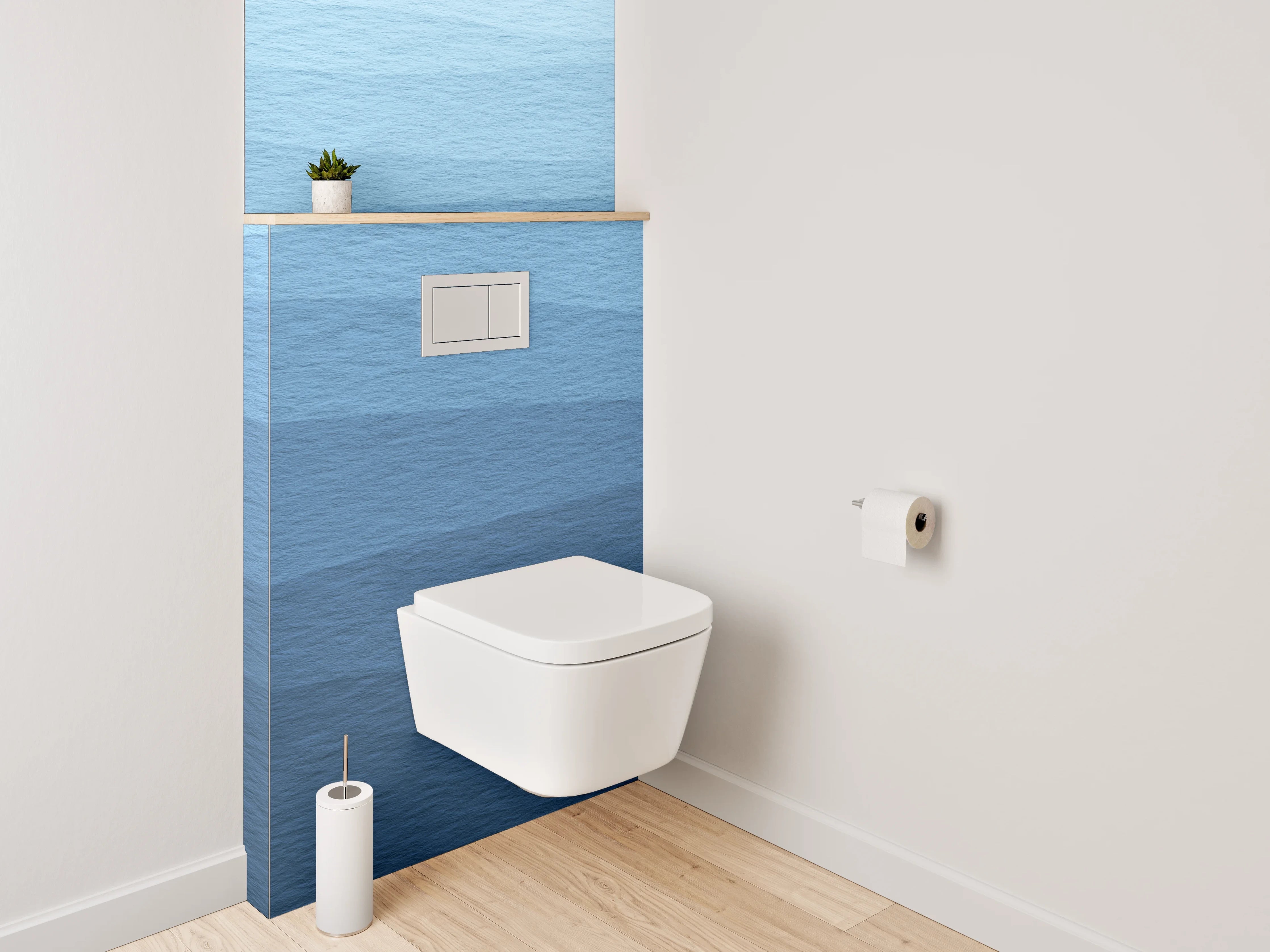 WC-Rückwand - Wellen Aquarell Blau Badezimmer Design