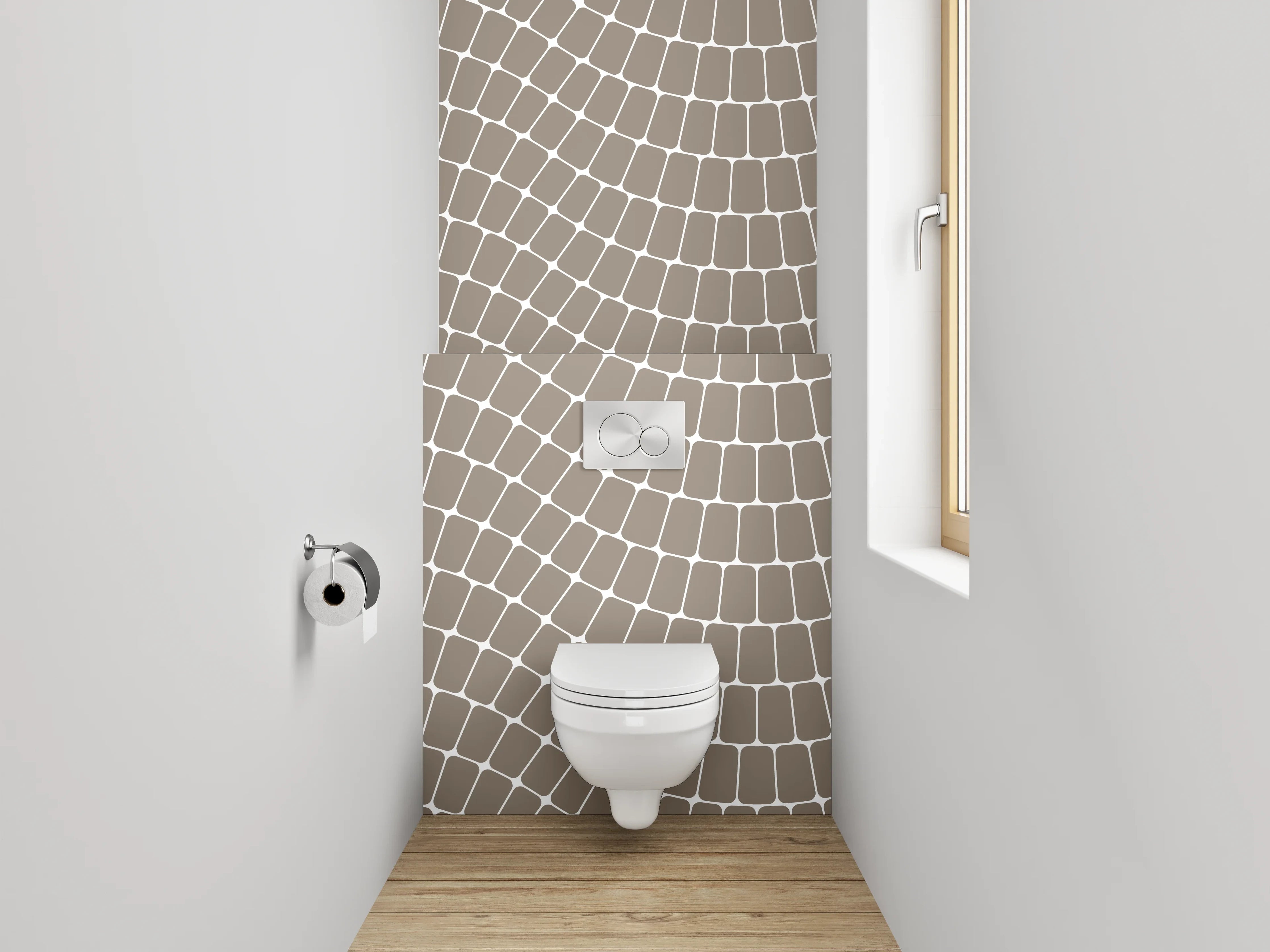 WC-Rückwand - Wellen Mosaik Muster Beige Grau