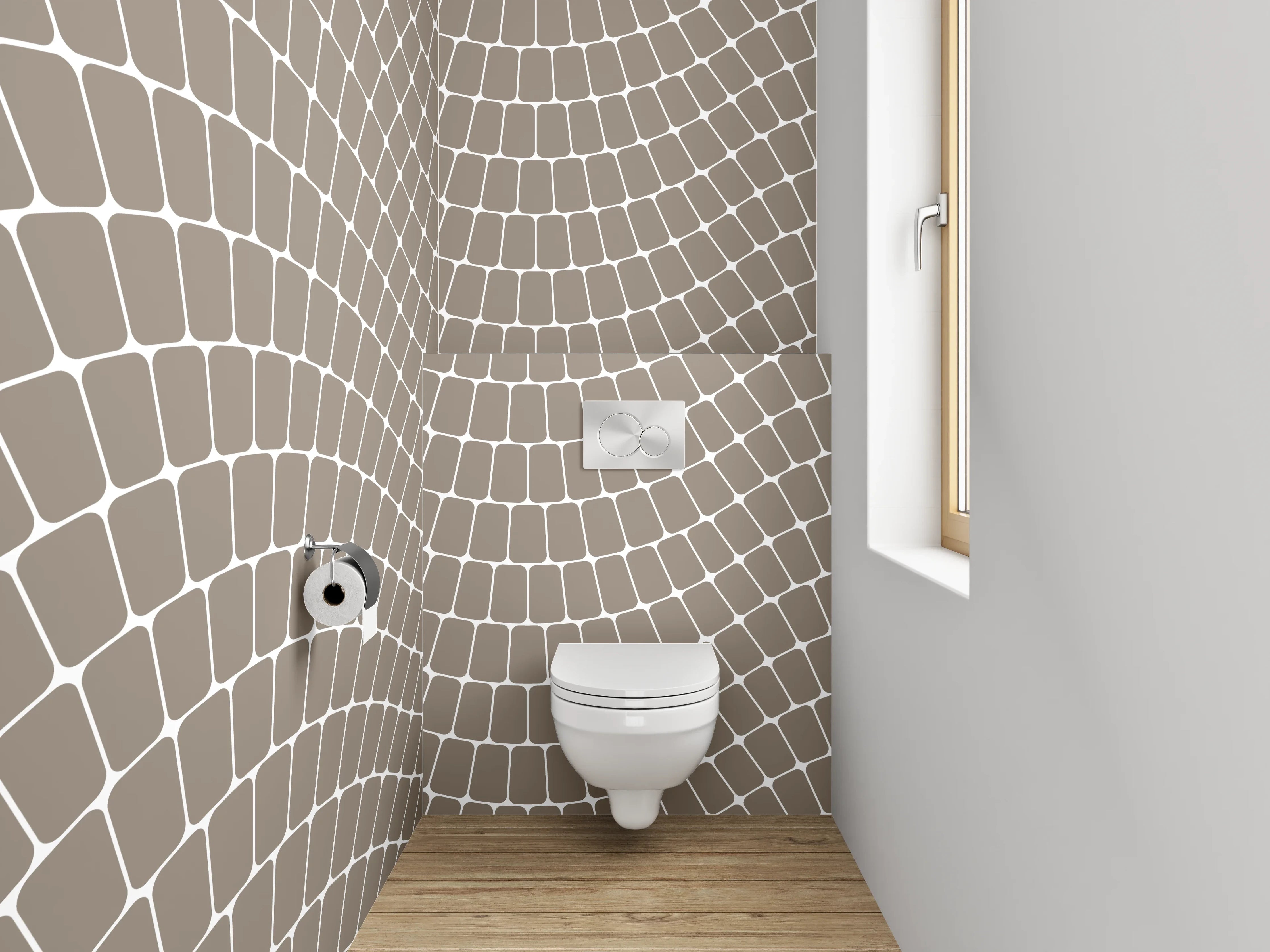 WC-Rückwand - Wellen Mosaik Muster Beige Grau
