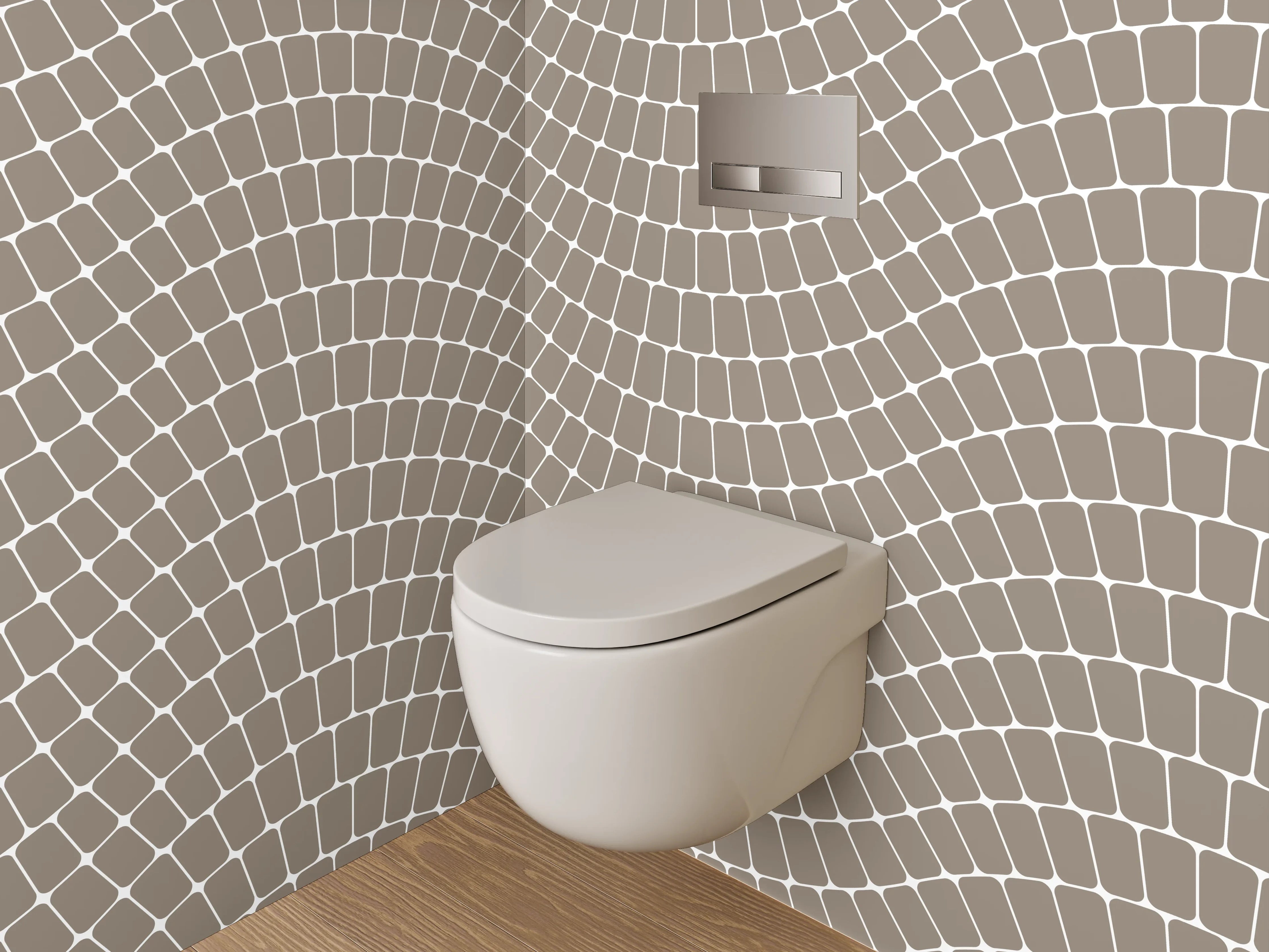 WC-Rückwand - Wellen Mosaik Muster Beige Grau