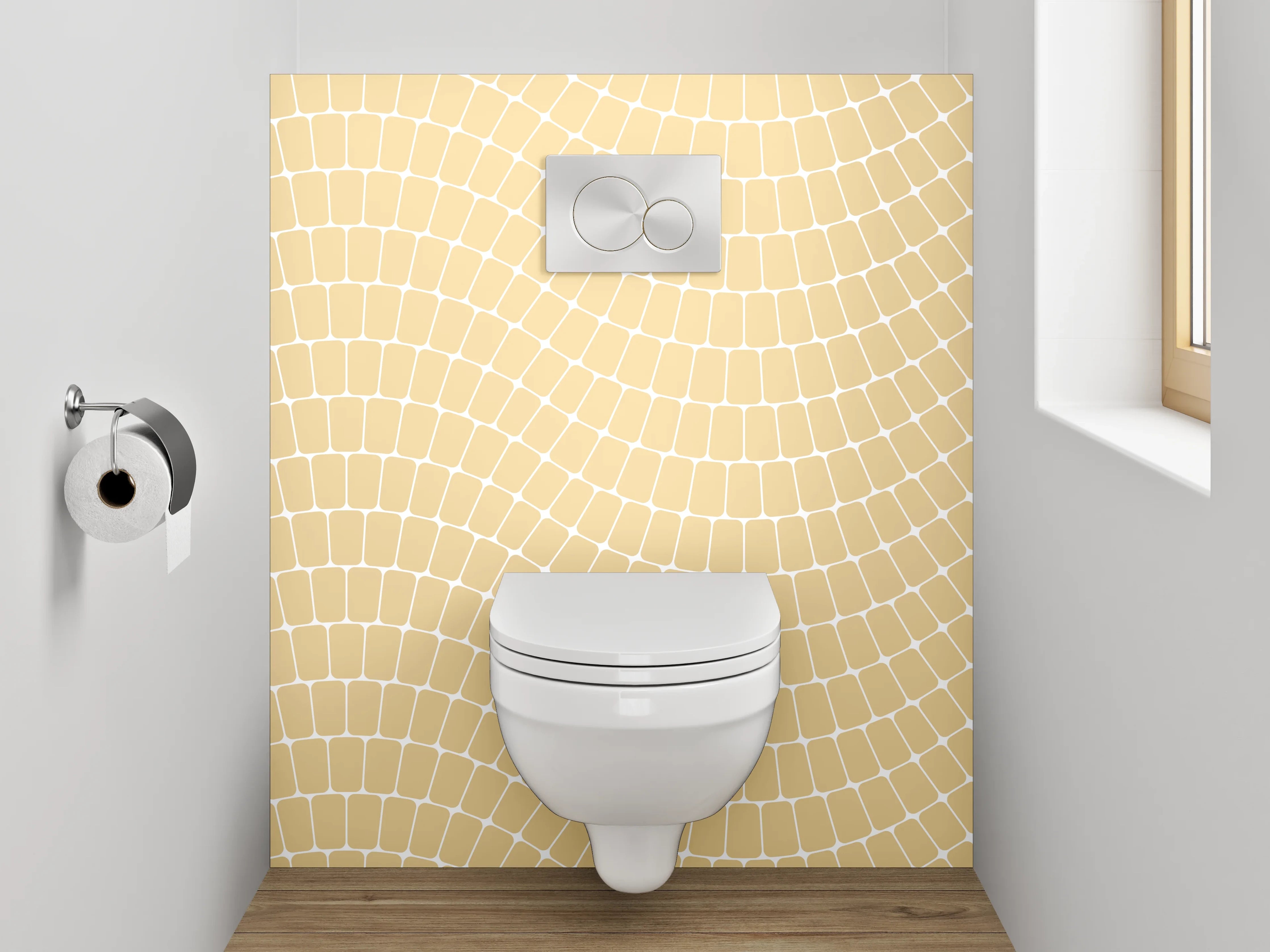 WC-Rückwand - Wellen-Muster Beige Satinglanz