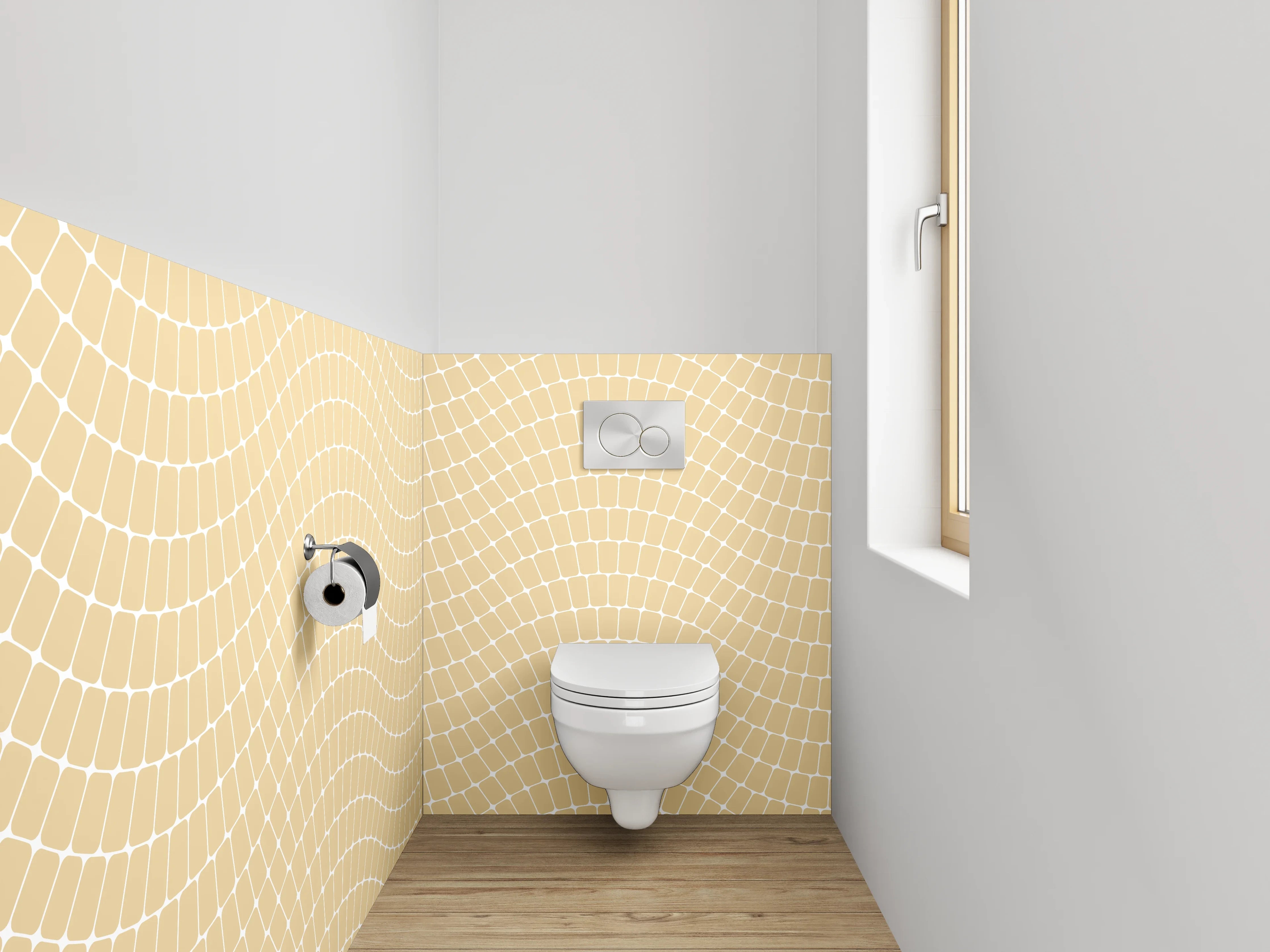 WC-Rückwand - Wellen-Muster Beige Satinglanz