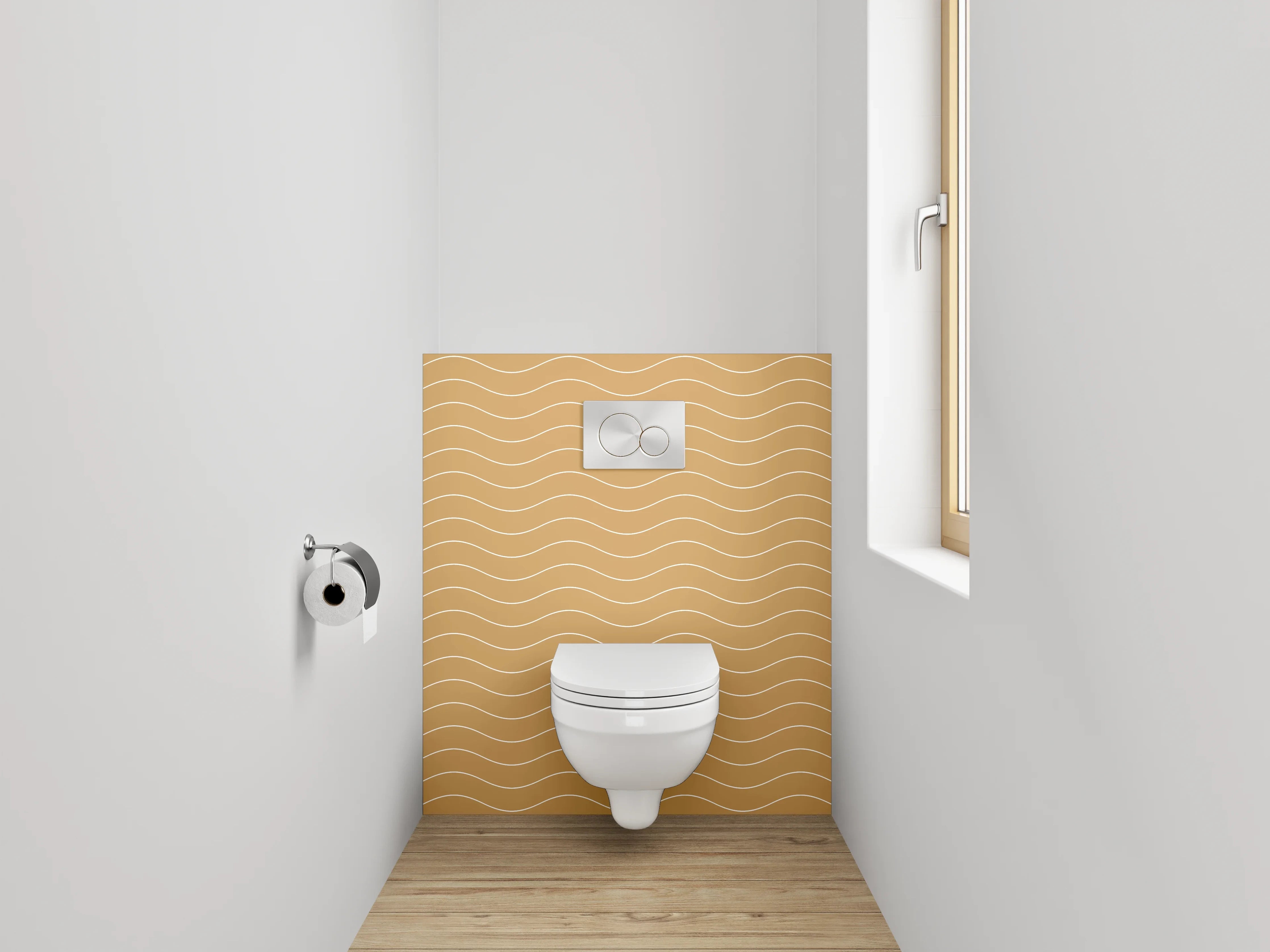 WC-Rückwand - Wellendes Wellenmuster Beige Modern